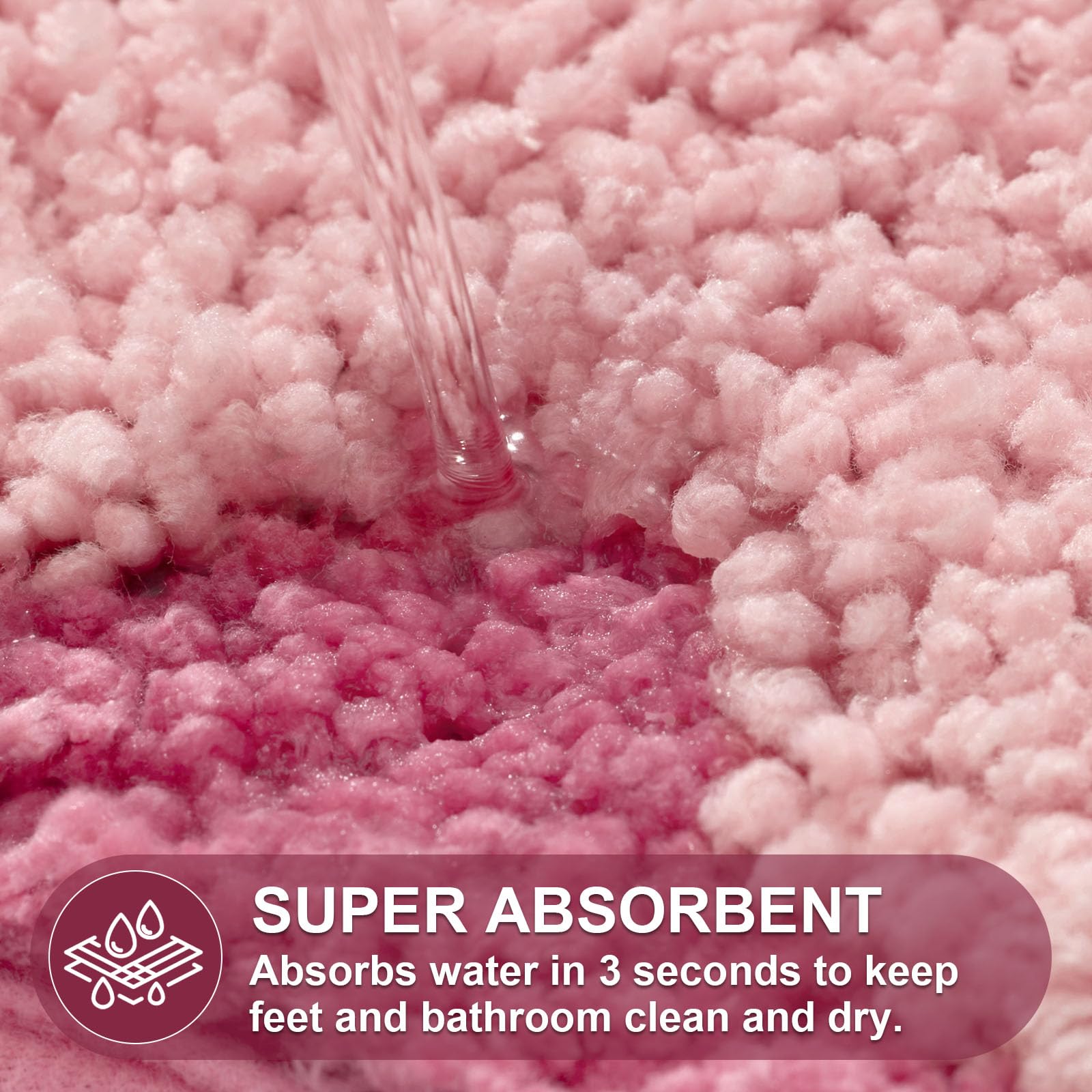 Cute Scalloped Bath Mat, Fun Plush Microfiber Scallop Bathroom Rugs Non Slip Washable Quick Dry Absorbent