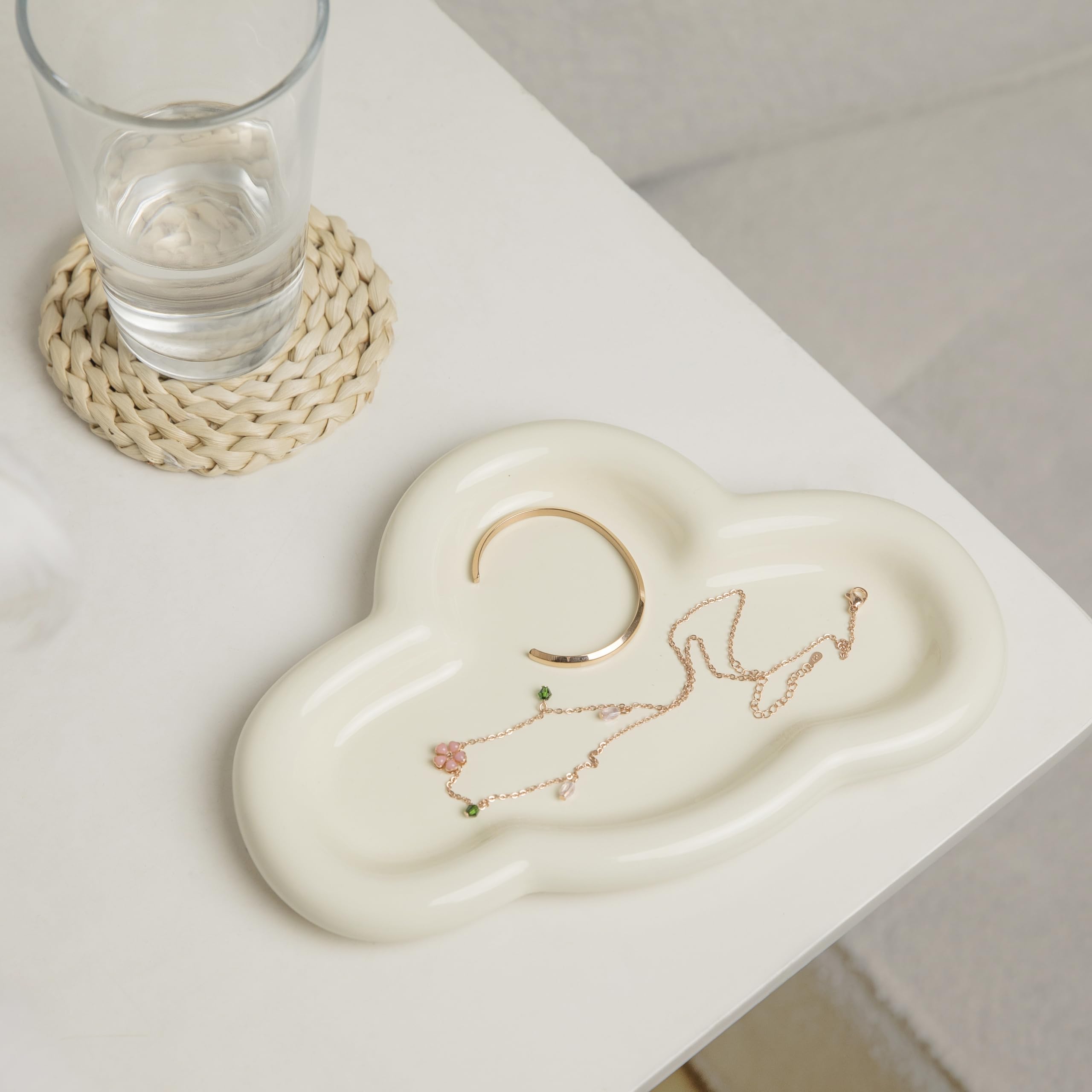 Cloud Trinket Dish, Chubby Jewelry Tray, Ceramic Jewelry Ring Trinket Dish for Rings Earrings Necklace Organizer