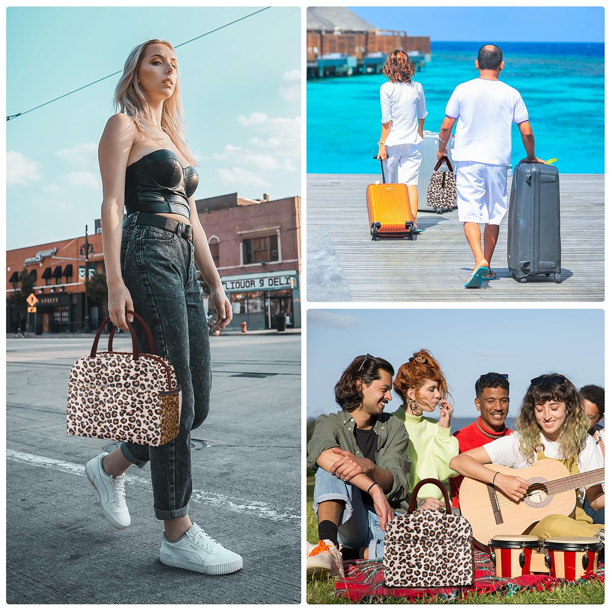 Reusable Insulated Lunch Tote Bag,Leakproof Food Handbags Case High Capacity