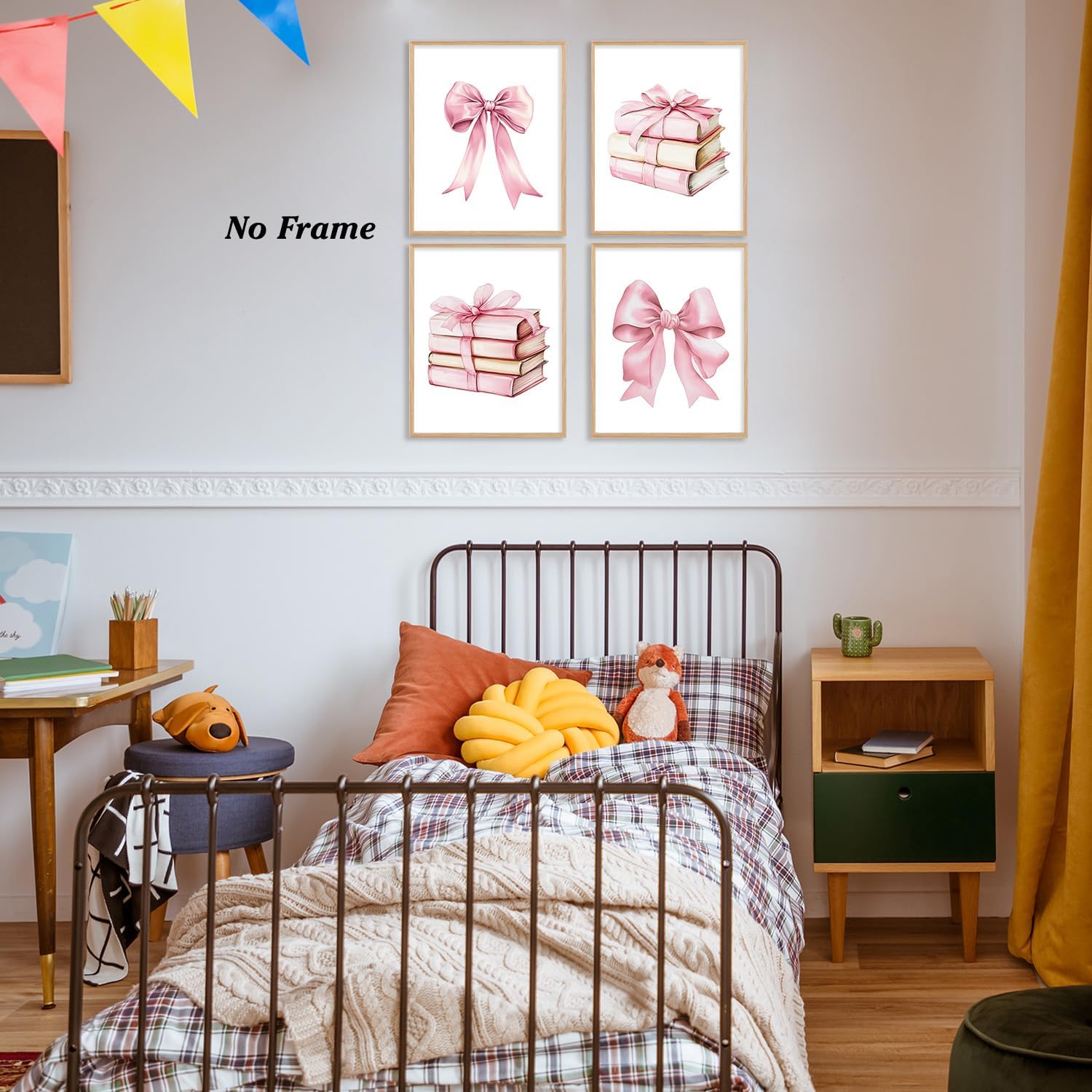 Coquette Bow Unframed Wall Art Prints - Book Lover Reading Posters for Room Decor - Preppy Home Bedroom Classroom Library Wall Decor 8x10 Set of 4