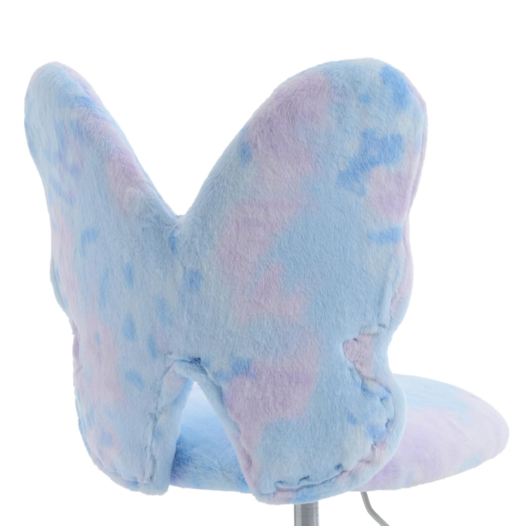 Kids Desk Chair Butterfly Faux Fur Study Chair Adjustable Vanity Chair, Small Cute Student Task Chair with White Foot