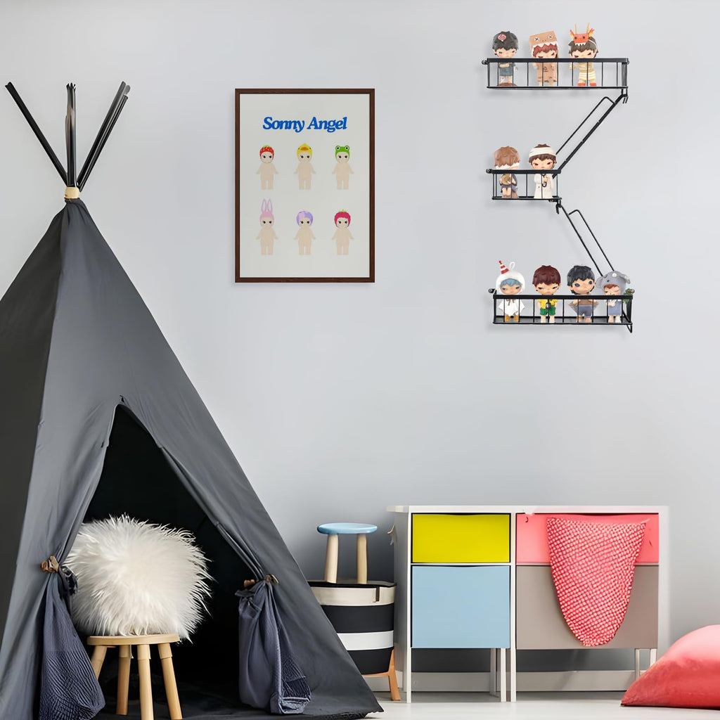 Fire Escape Shelf - Wall Decor Floating Shelves, Cute Metal Ladder Shelving for Bedroom, Home Decor Display (3-Tier)