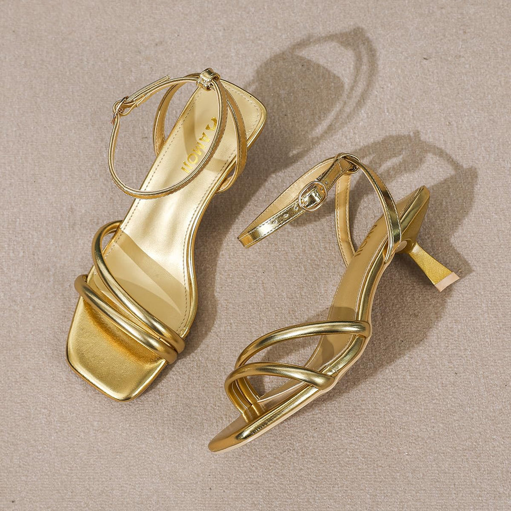 Women 2.5 Inch Kitten Heels Two Strap Shoes