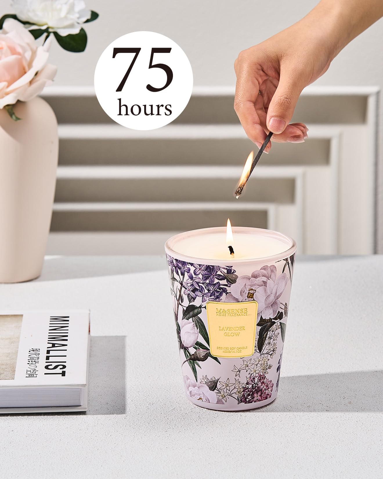 Large Soy Scented Candles, Non Toxic Natural Spring Candles 35oz 150 Hours Long Lasting Slow Burning