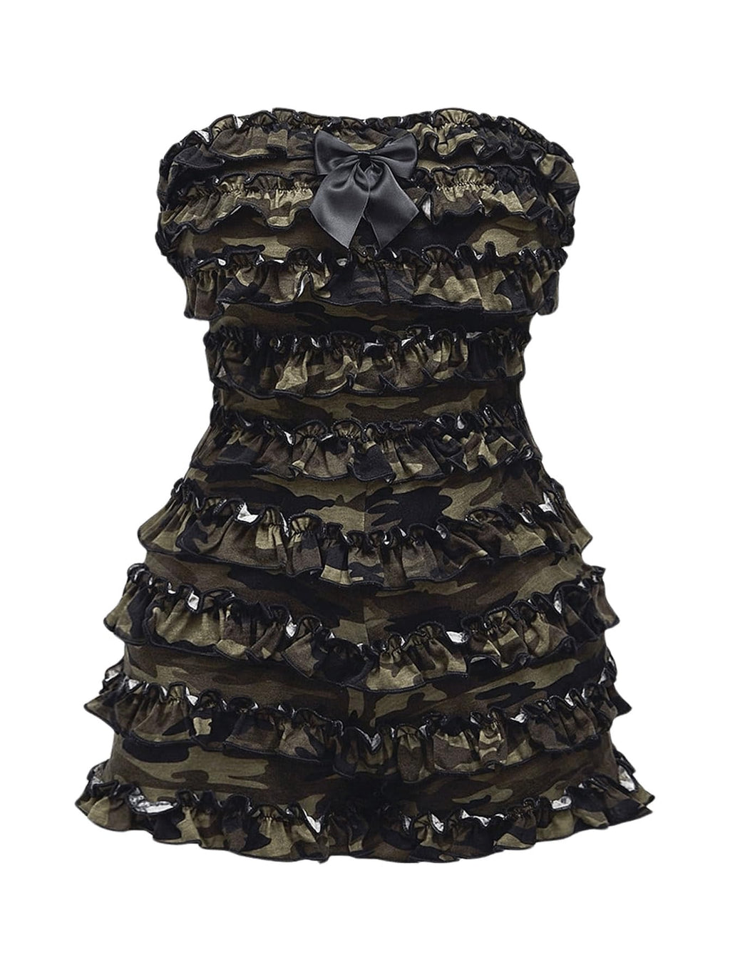 Women's Strapless Tube Jumpsuit with Ruffles, Punk, Gothic Style