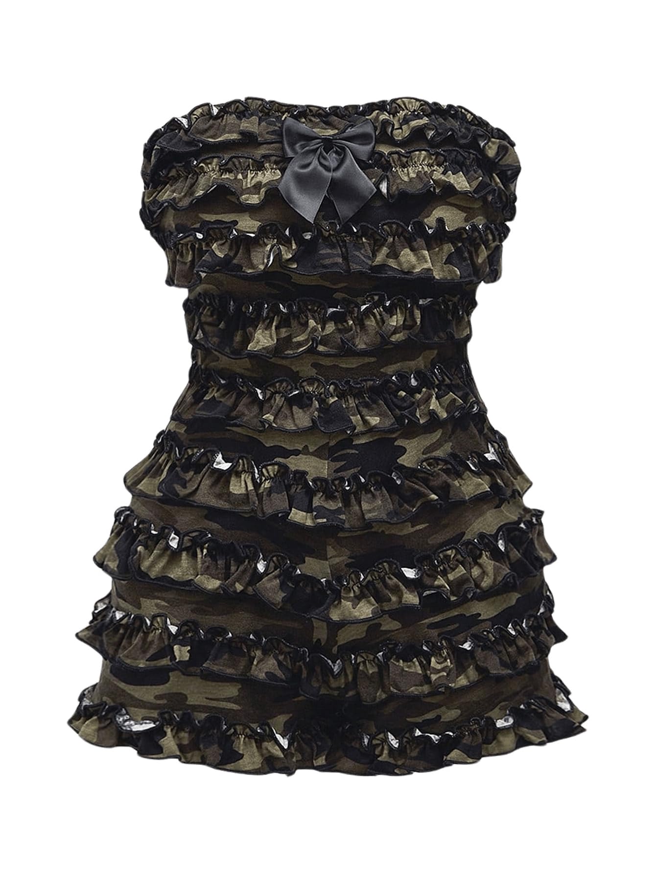 Women's Strapless Tube Jumpsuit with Ruffles, Punk, Gothic Style