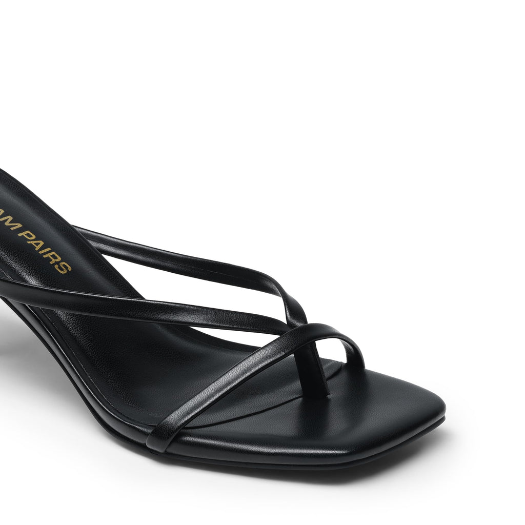 Women Sexy Kitten Low Heels Open Square Toe Thong Heeled Sandals