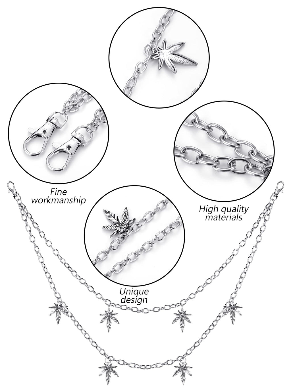 Multi-Layer Chain Belt â€?5-Piece Hip Hop Metal Wallet Chains for Jeans & Pants