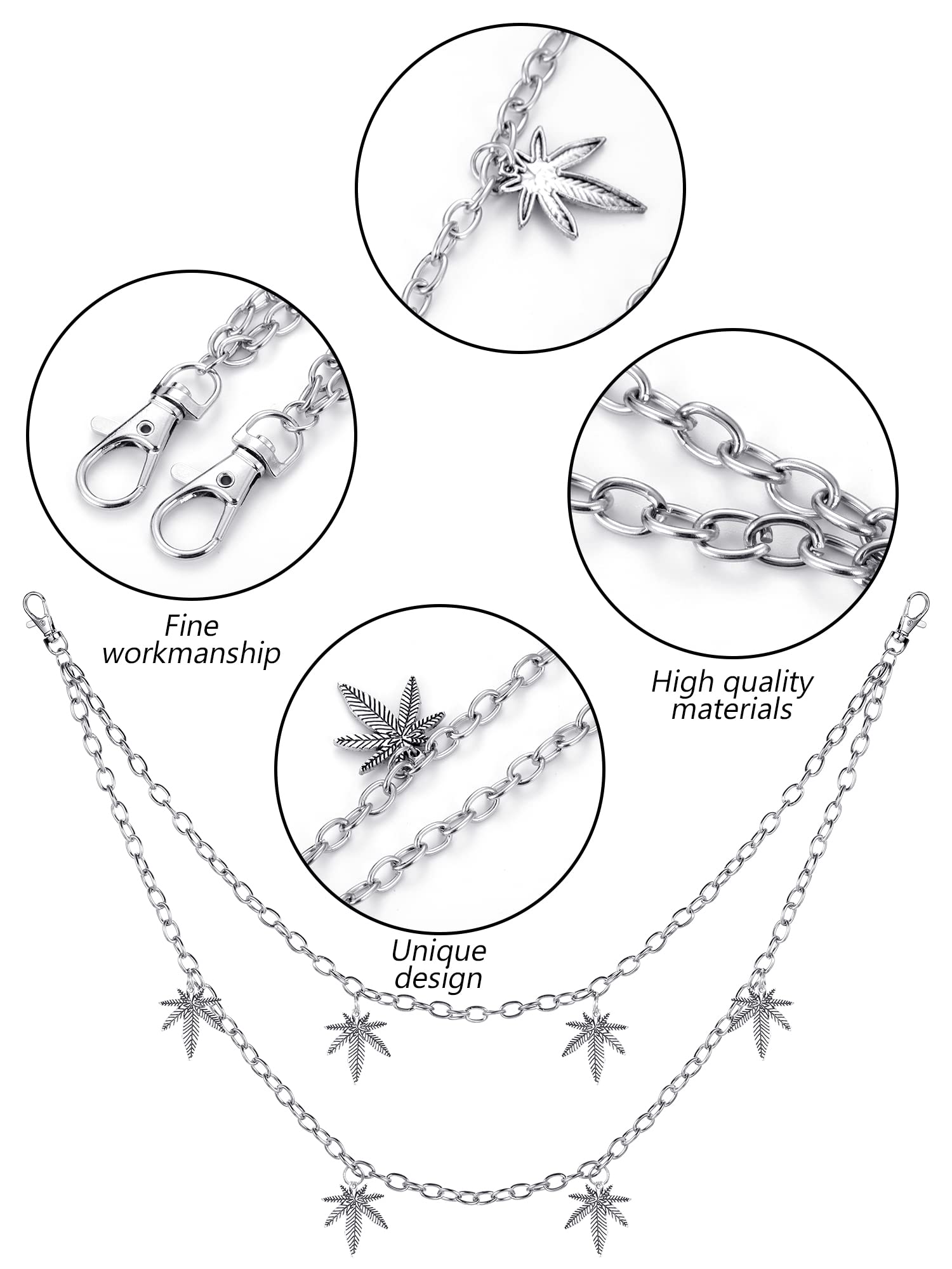 Multi-Layer Chain Belt â€?5-Piece Hip Hop Metal Wallet Chains for Jeans & Pants