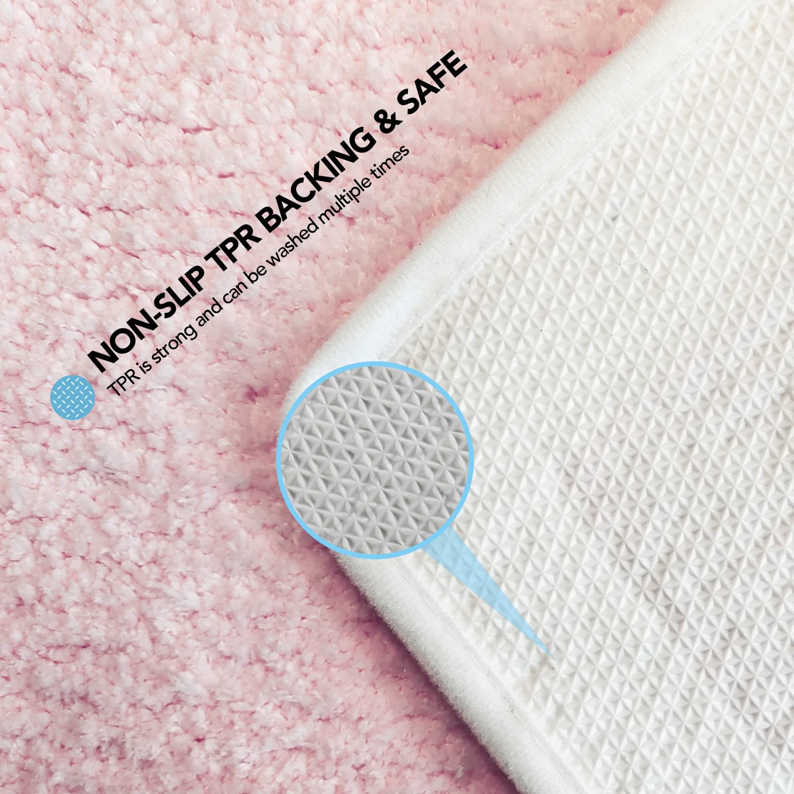 Ultra Soft Microfiber Shaggy Bathroom Mats, 17''x 25'', Extra Absorbent Bath Rugs, Machine Washable, Non-Slip Bathroom Carpet for Tub and Shower