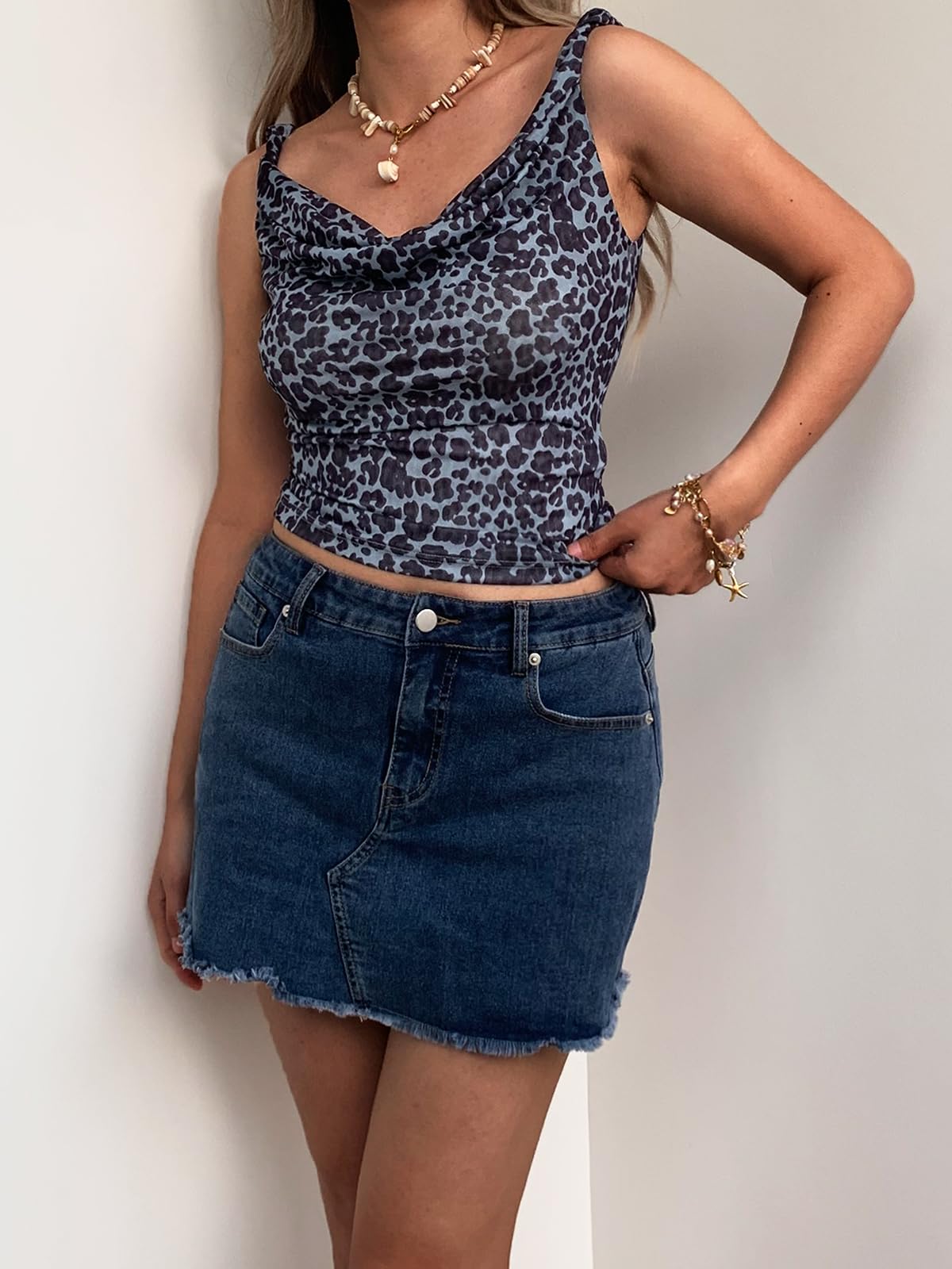 Women's Off The Shoulder Top Sleeveless Twist Strap Slim Fit Tie-Dyed Stretchy Tank Top Y2K Casual T Shirts