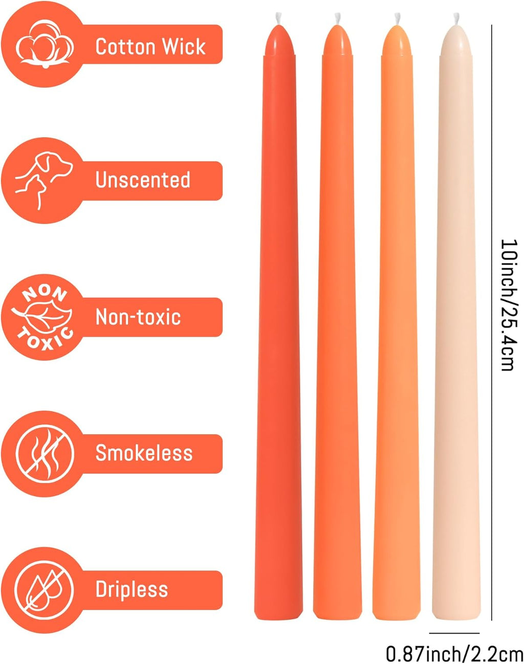 Taper Candles Unscented Smokeless Long Tall Tapered Candle for Candlesticks SticksHome Decor Dinner
