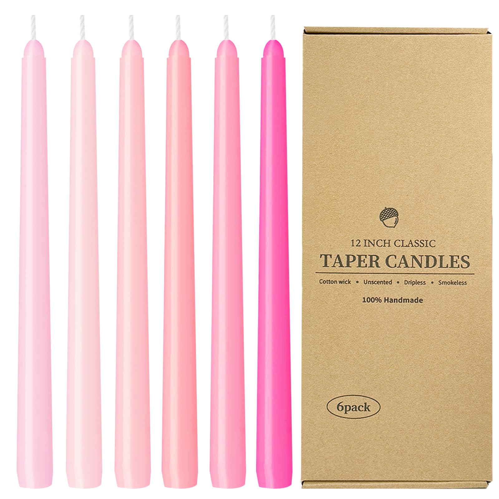 Smokeless Dripless Long Candlesticks, Unscented Tapered 10-Inch