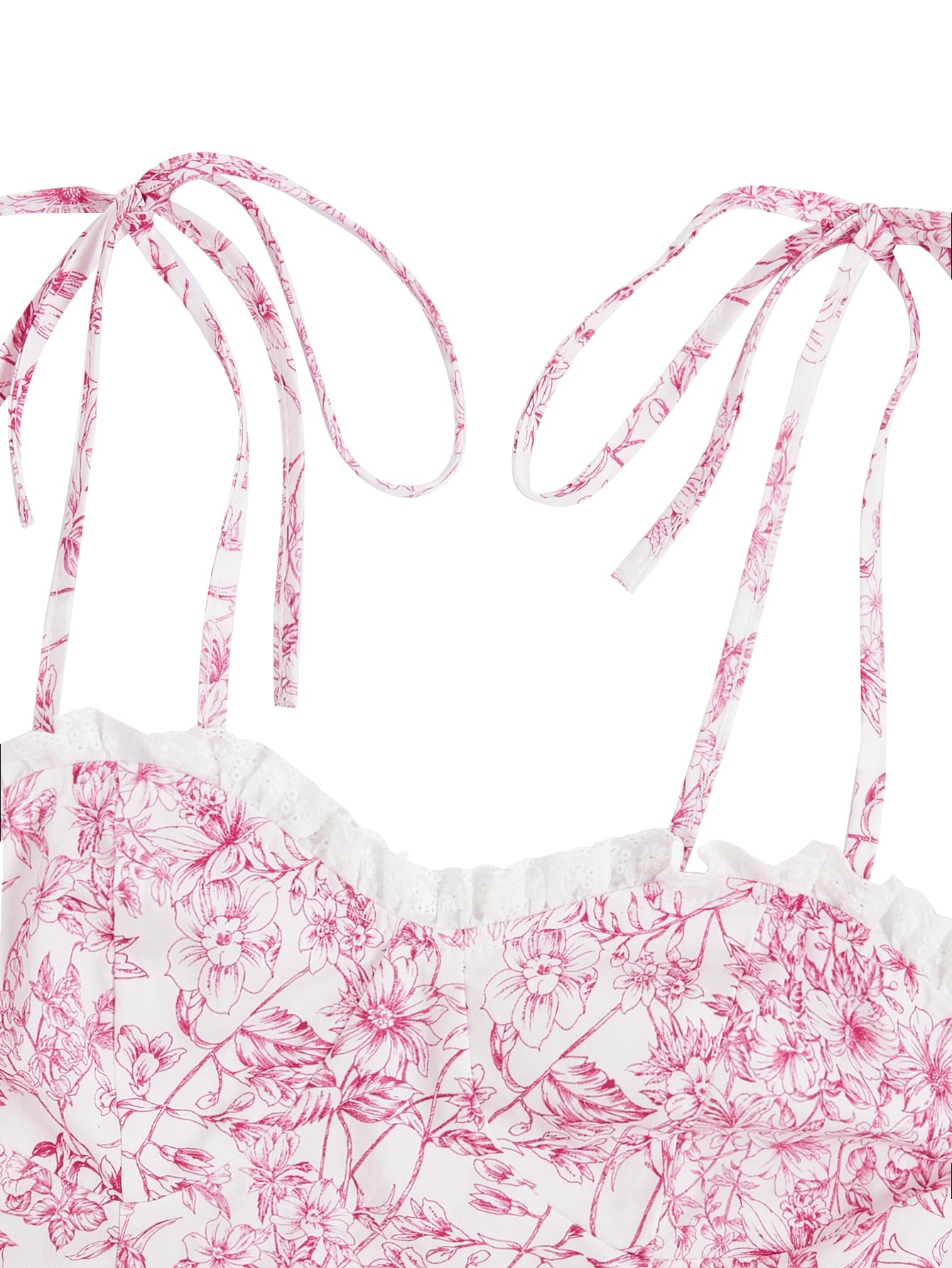 Women's Gingham Print tie Shoulder Sleeveless Ruffle Hem Cami Dress