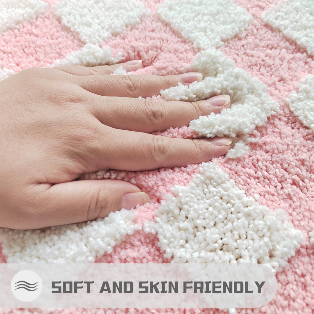 Cute Bath Mat for Bathroom Soft Super Absorbent Non Slip TPR Backing, Quick Drying, Machine Washable Bath