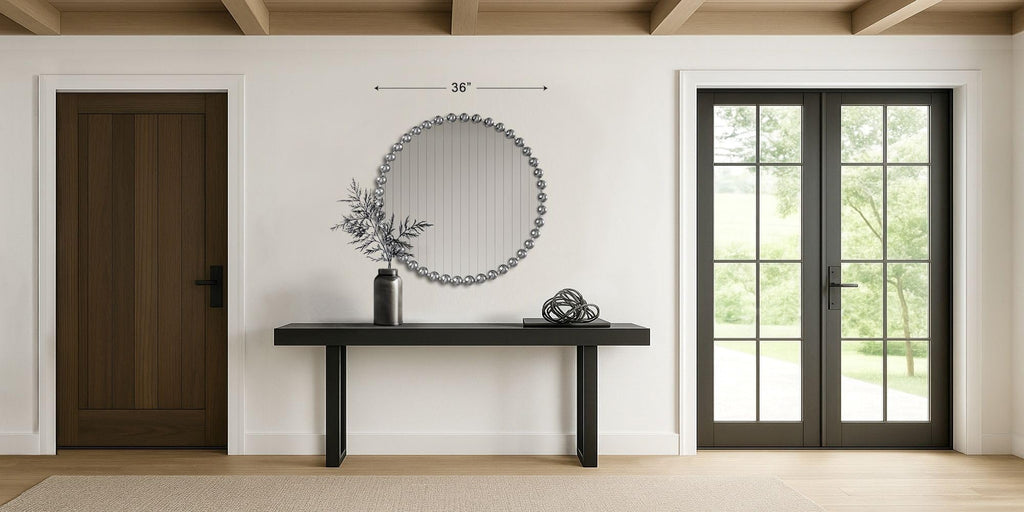 Metal Spherical Frame Round Mirror 36" Diameter