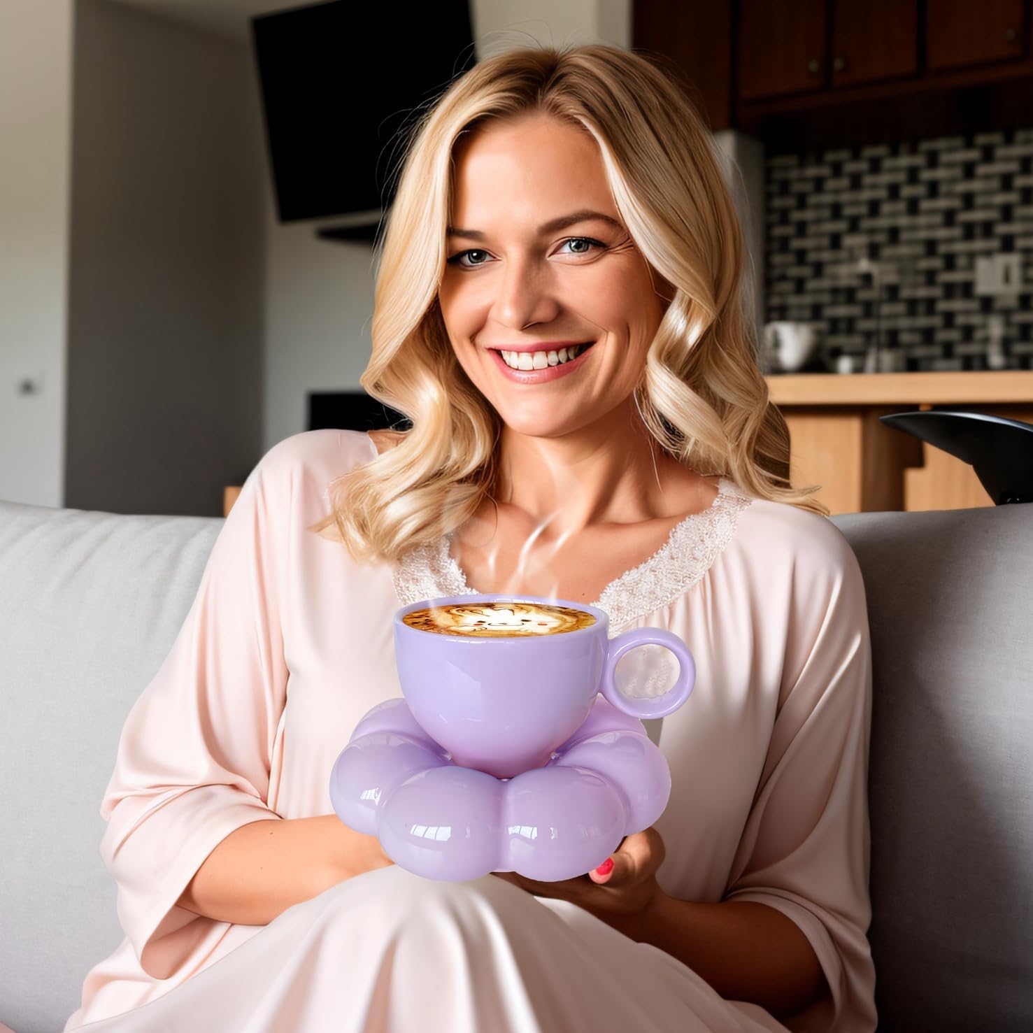 Coffee Mug, Tea Cup and Saucer Set with Spoon  10oz