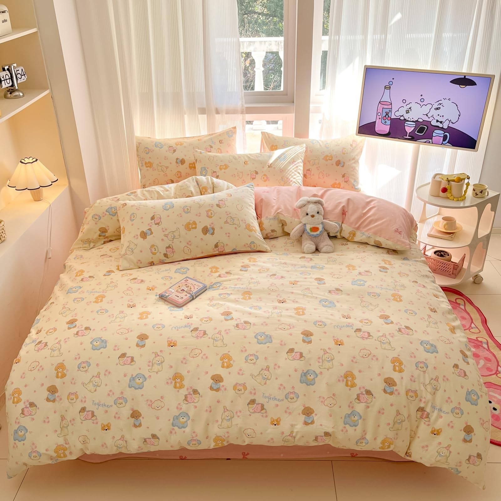 Cute Duvet Cover Sets 100% Cotton Bedding Comforter Cover Full 2 Pillowcases