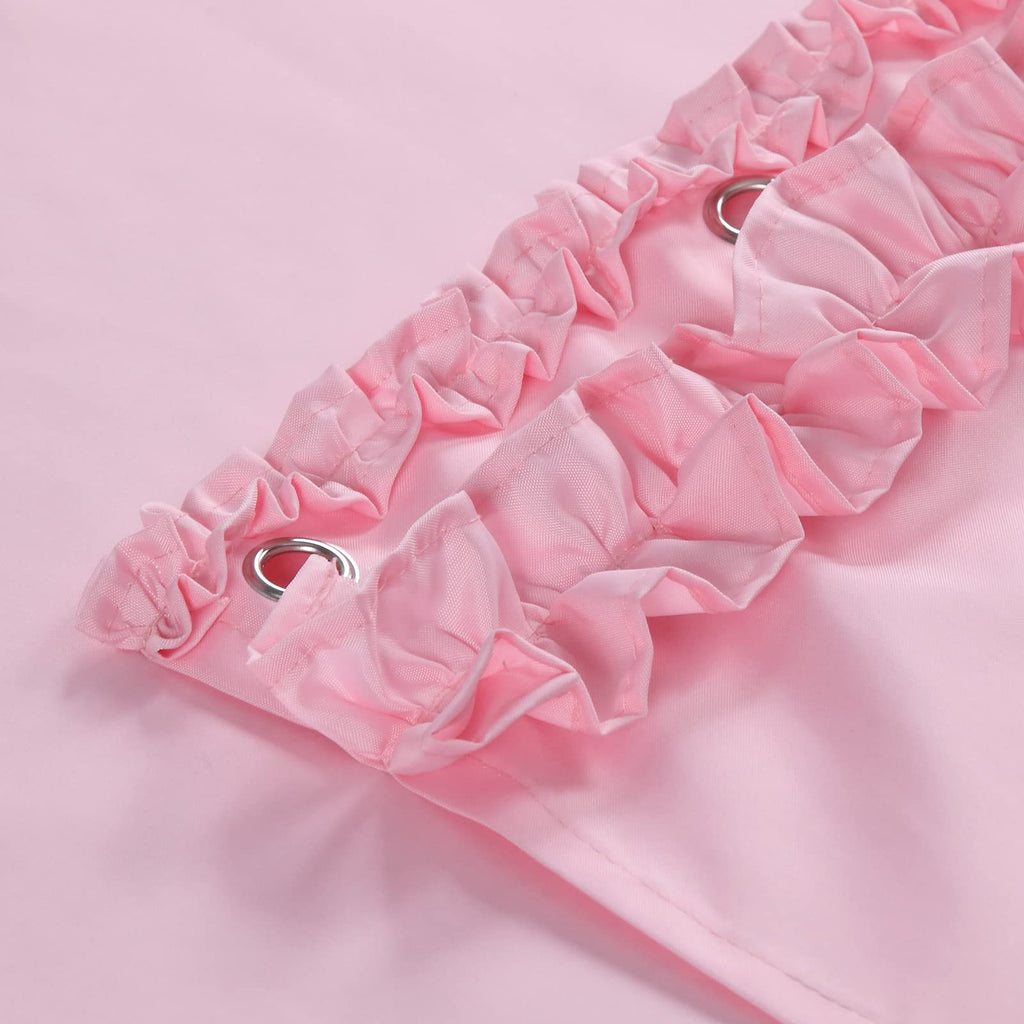 Ruffle Shower Curtain, Pink Fabric Shower Curtain with Handmade Ruffles, Farmhouse Chic Bath Curtains, 72" W x 72" H