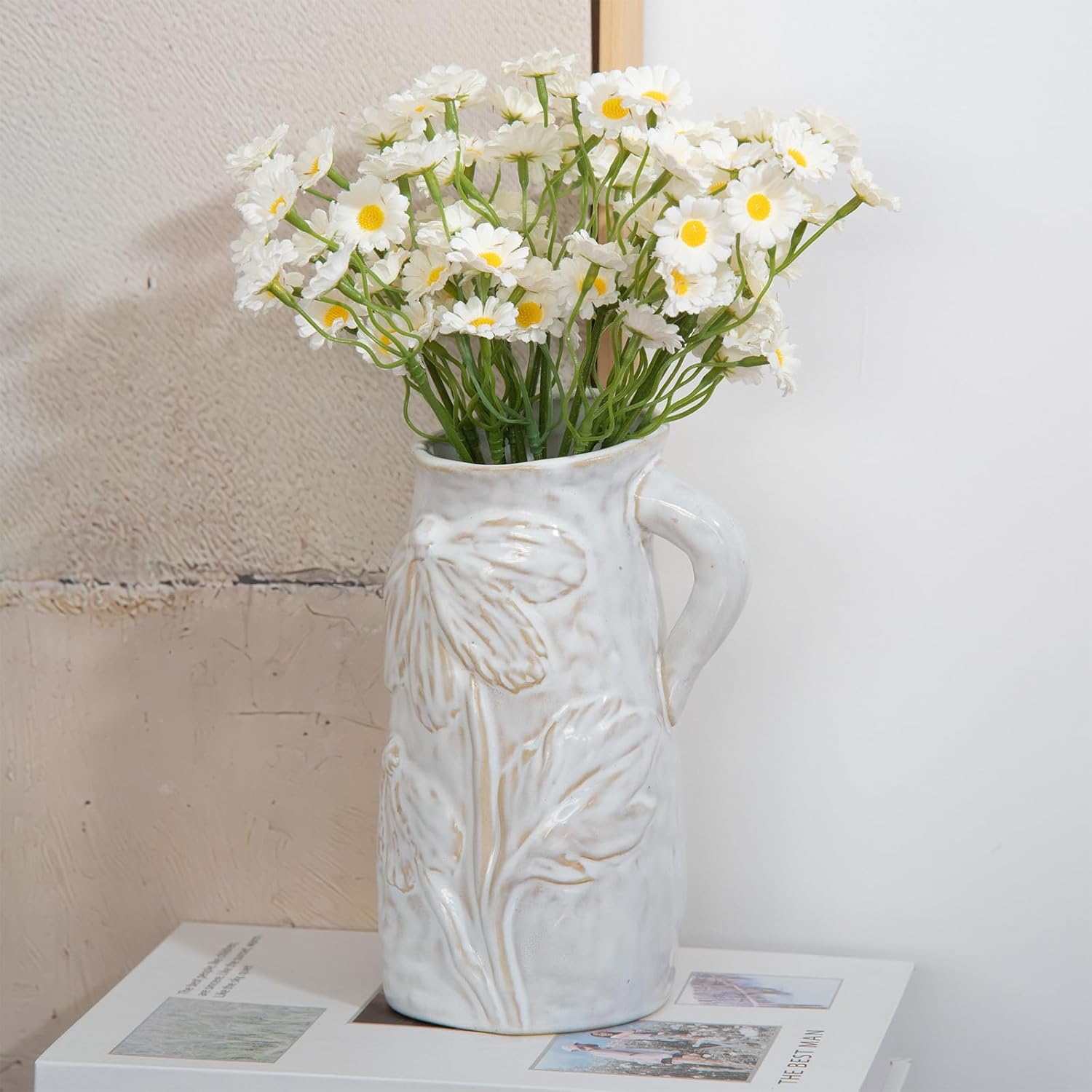 Cute Boho Beige White Vase Ceramic Bouquet Bud Flower Vase