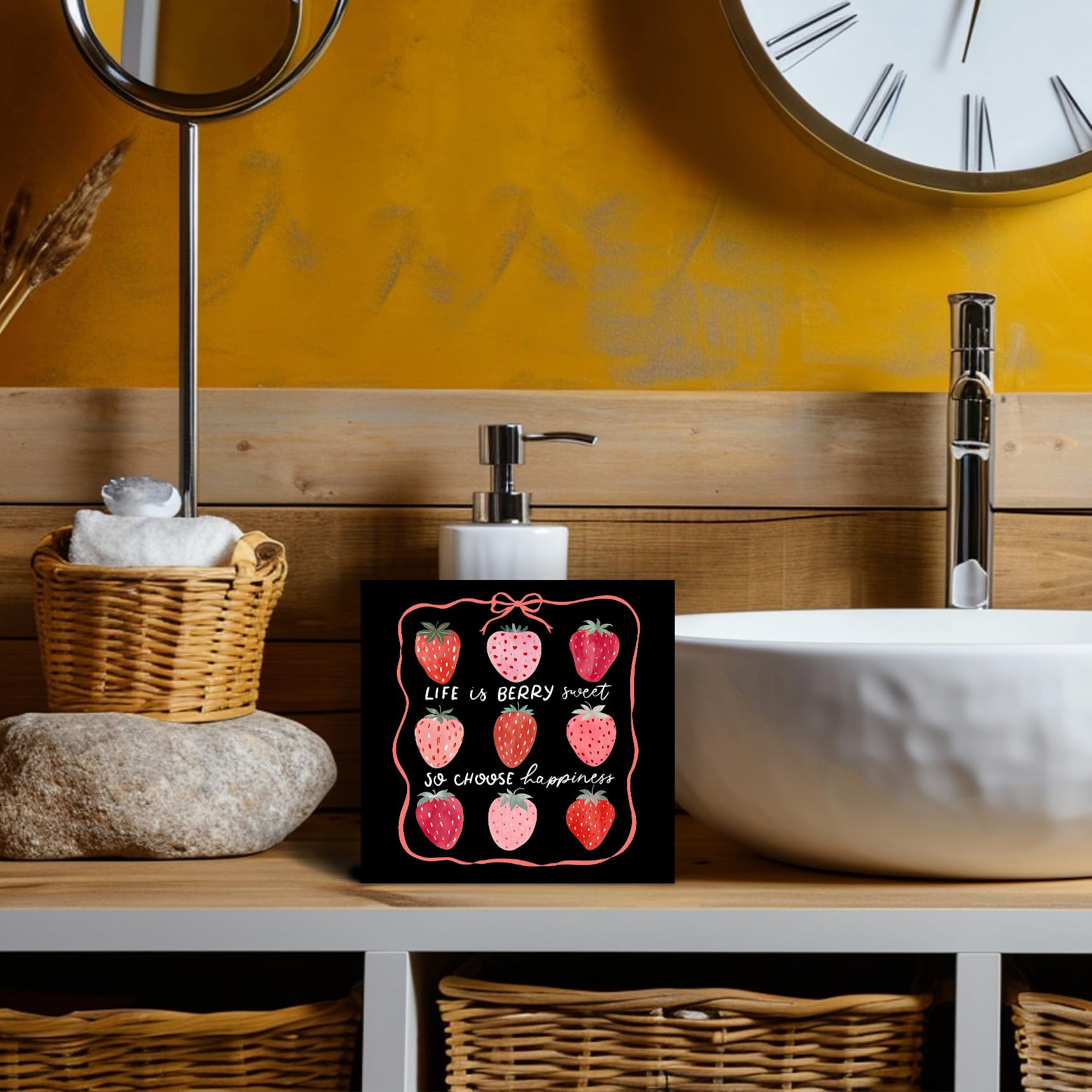 Coquette Summer Stawberry Wood Box Sign