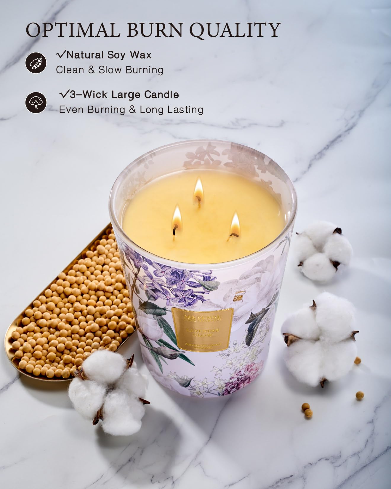 Large Soy Scented Candles, Non Toxic Natural Spring Candles 35oz 150 Hours Long Lasting Slow Burning