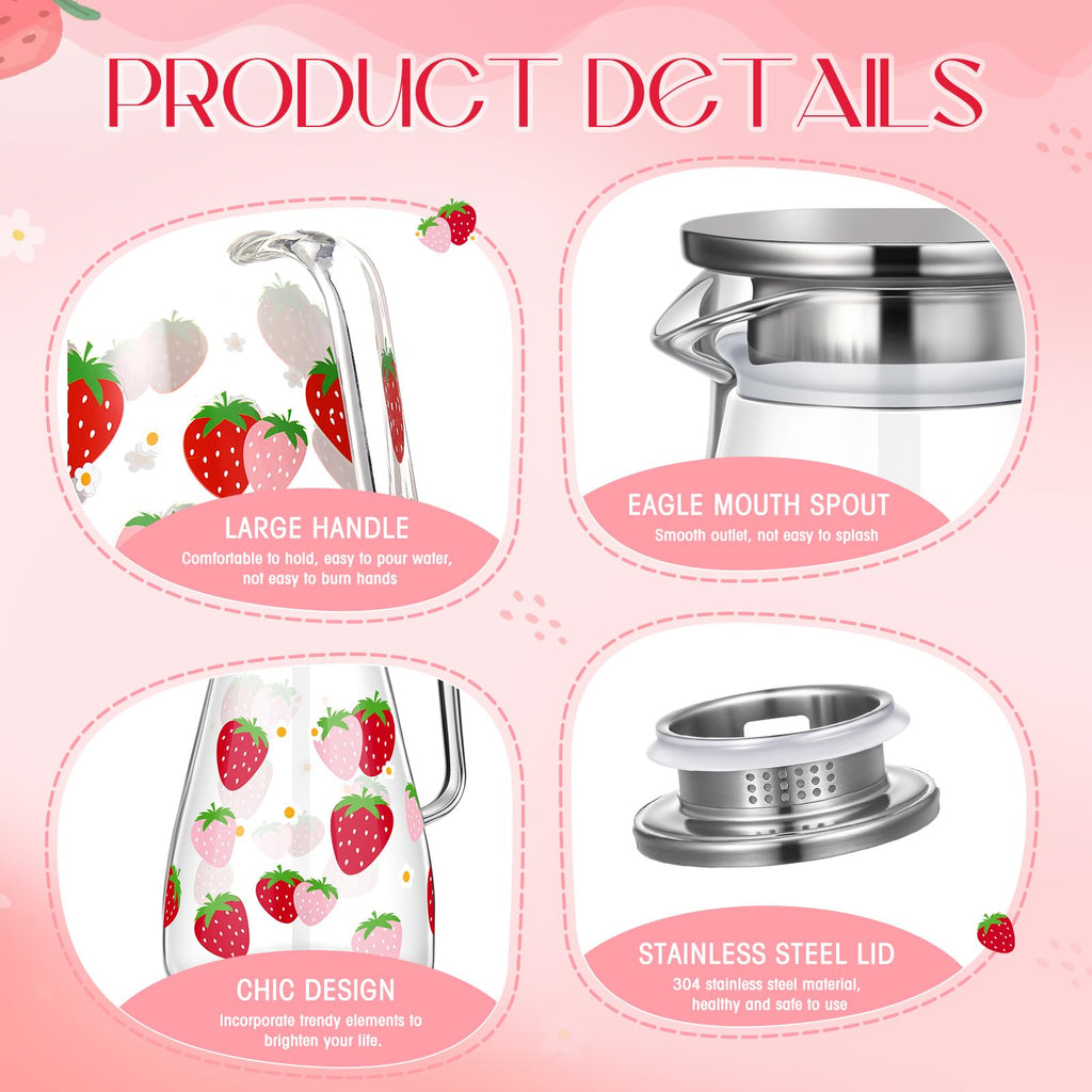 Glass Pitcher with Lid Water Pitcher with Handles Hot and Cold Resistant