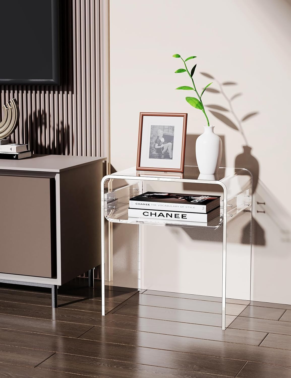 Clear Acrylic End Table 2-Tier Bedside nightstand