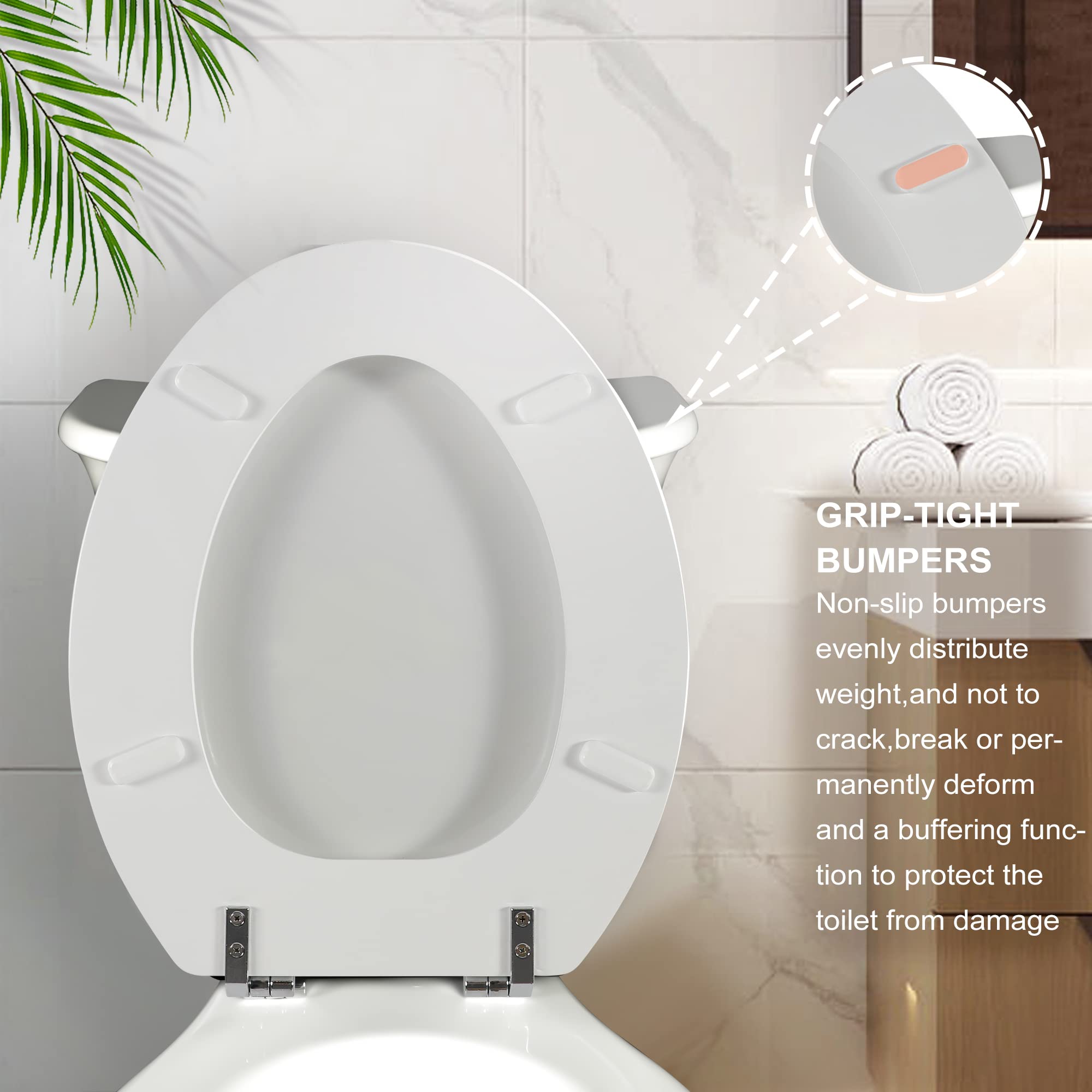 Round Toilet Seat Natural Wood Toilet Seat with Zinc Alloy Hinges, Easy to Install also Easy to Clean, Scratch Resistant