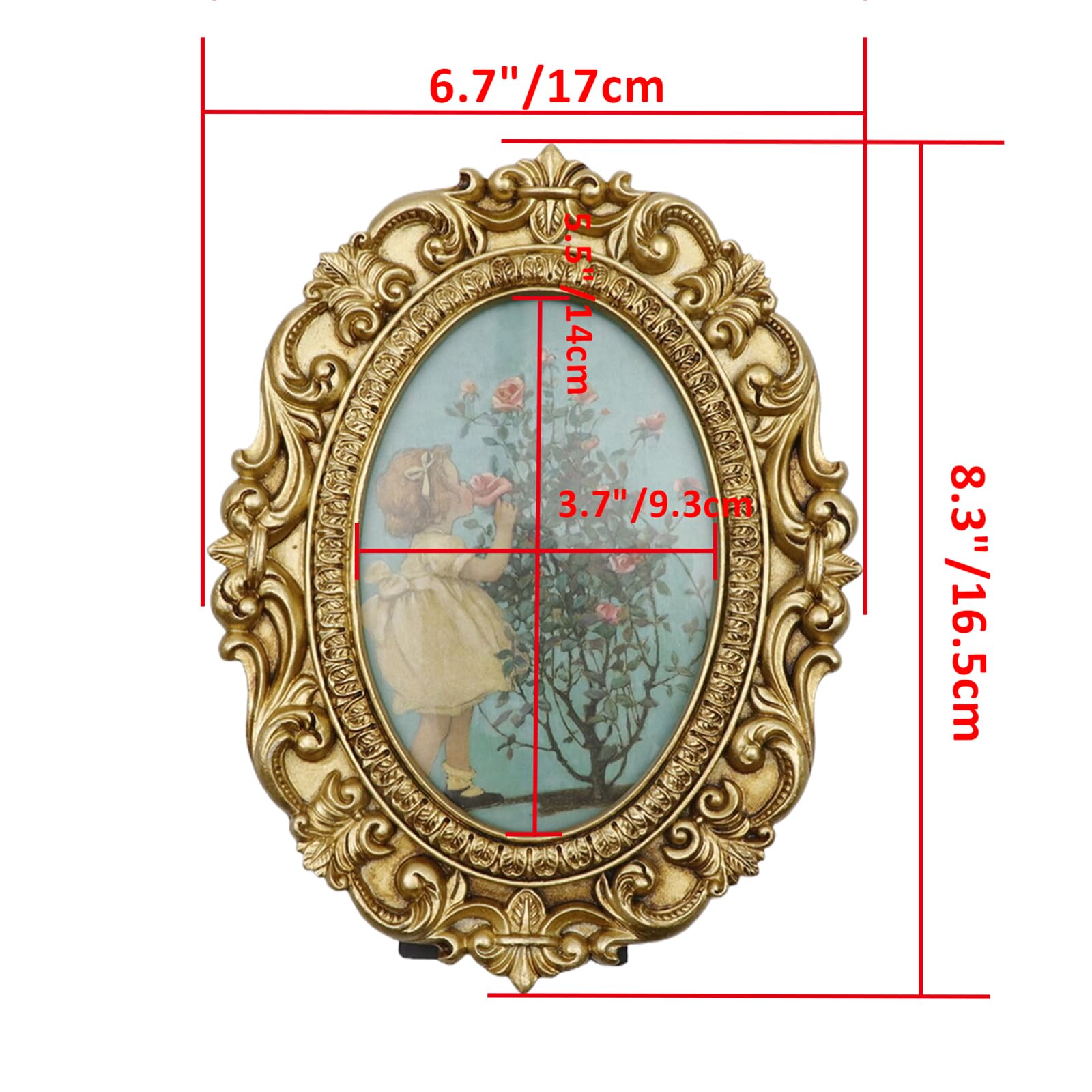 Vintage Picture Frame with Glass Front, Home Decor for Wall Hanging or Tabletop Display