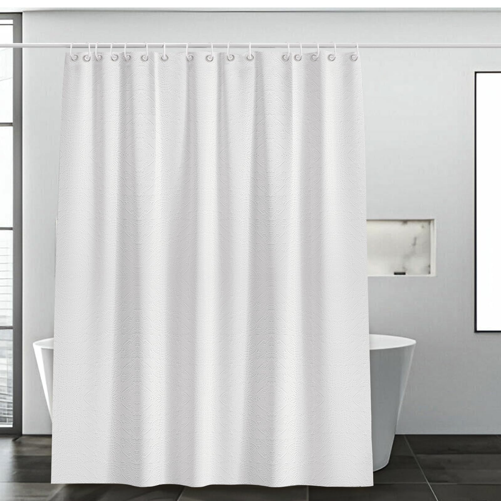 Fabric Shower Curtains for Bathroom Modern Cute, Wave Pattern 72" X 72" Long