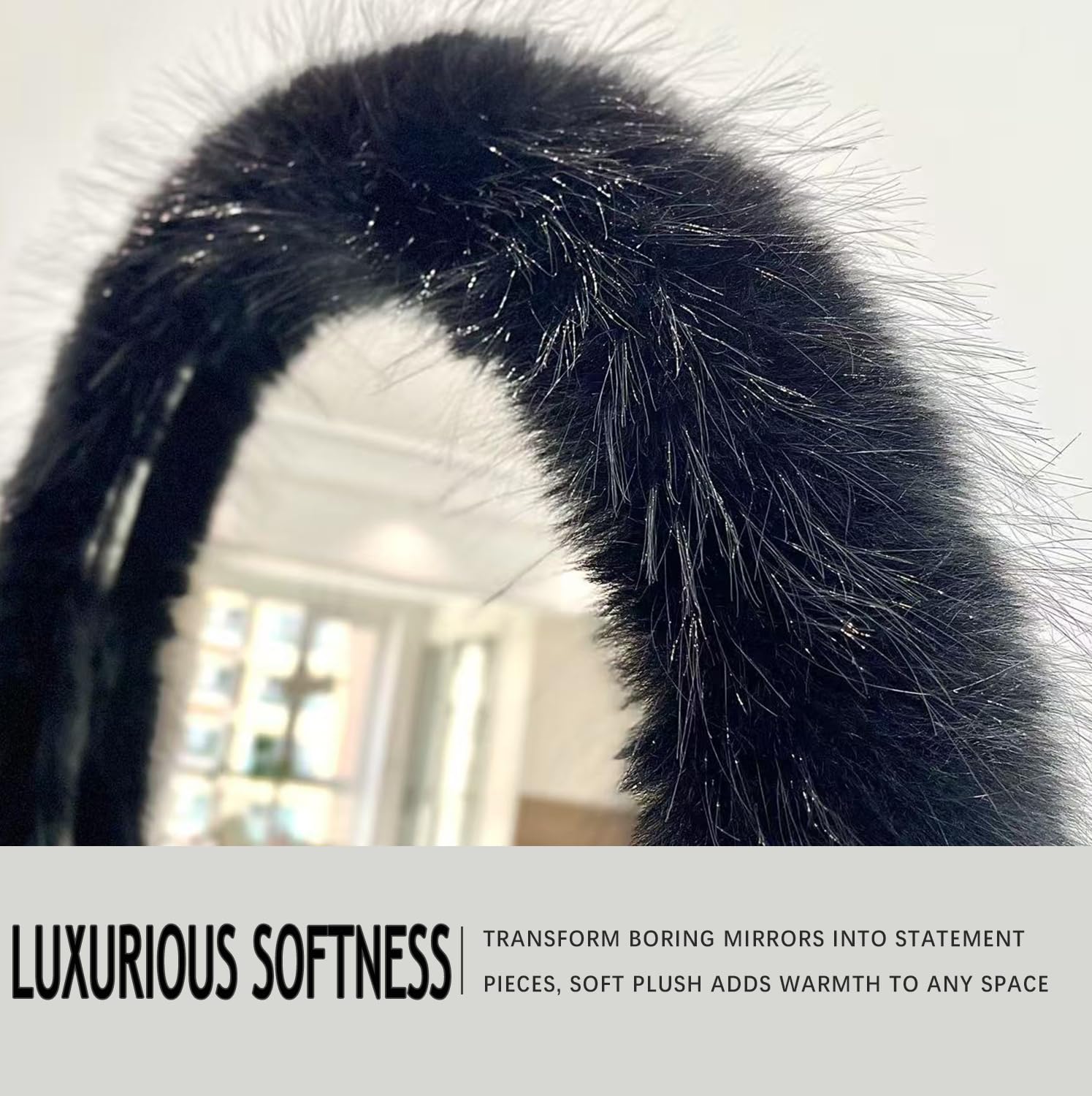 Fluffy Mirror Frame Cover for Arched & Full-Length Mirrors (â€?Stretchy, Non-Slip Fit â€?Soft & Durable Décor (Mirror Not Included)