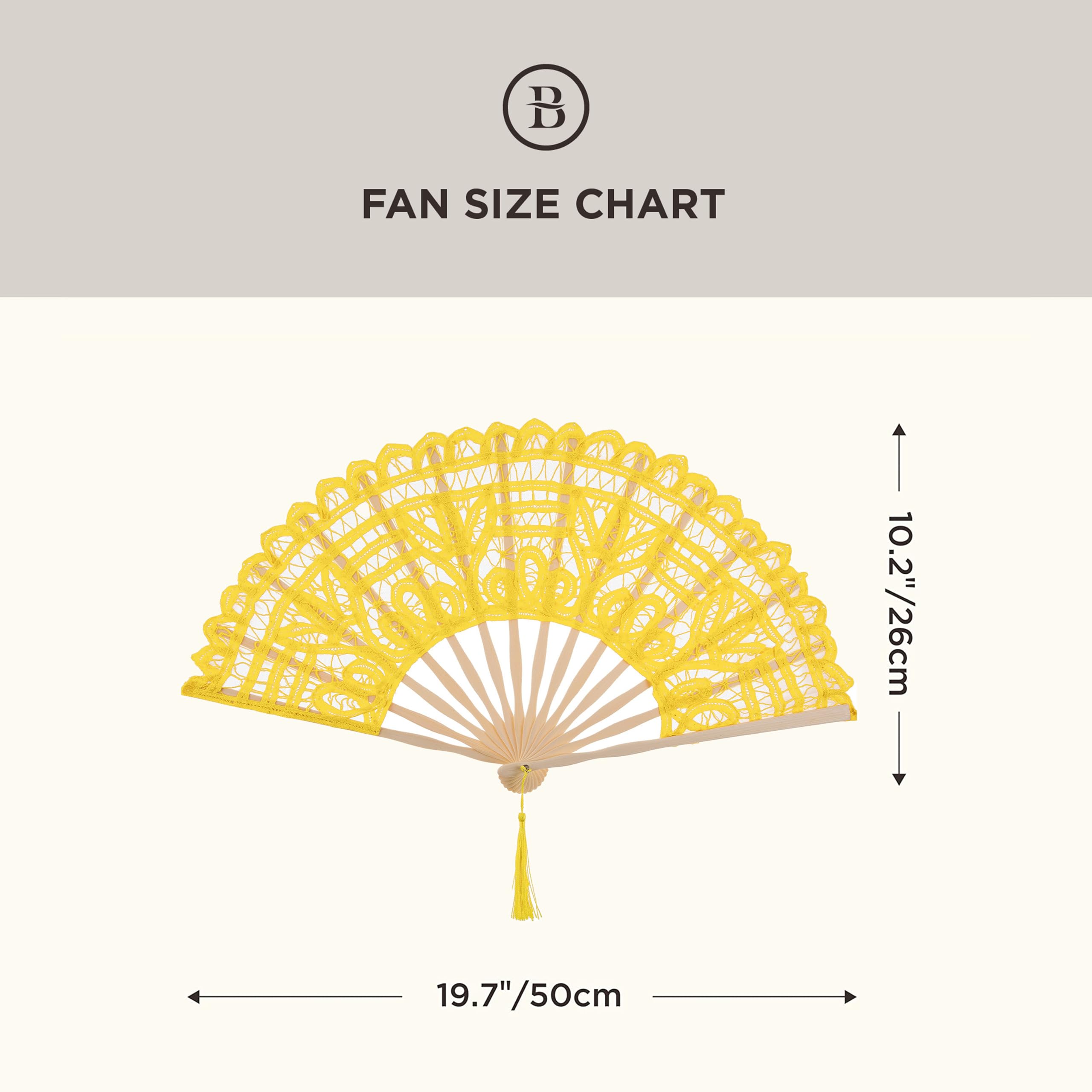 Cotton Lace Folding Handheld Fan Embroidered Hand Fan with Bamboo Staves