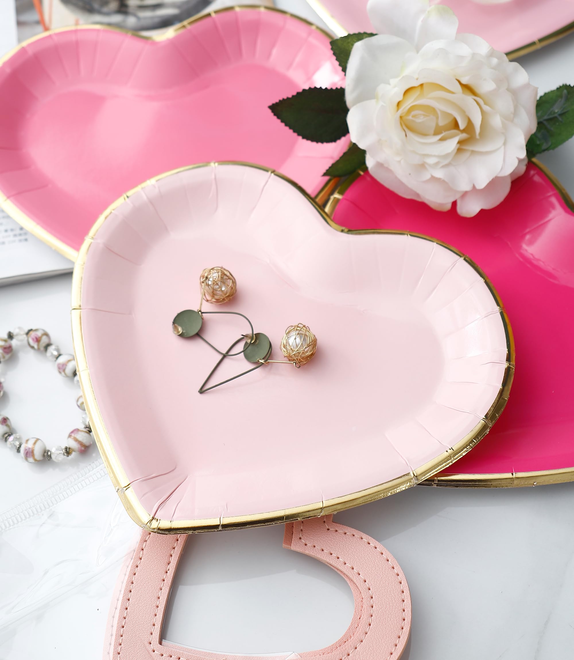 Valentines Plates - 48 PK - Heart Plates Paper Heart Shaped Dessert Plates