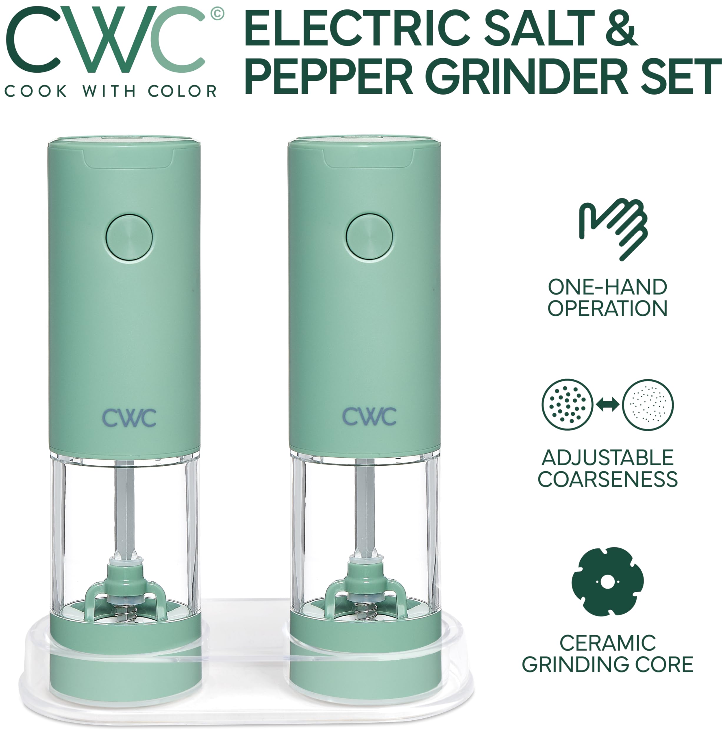 Electric Pepper & Salt Shaker Set of 2 Grinders