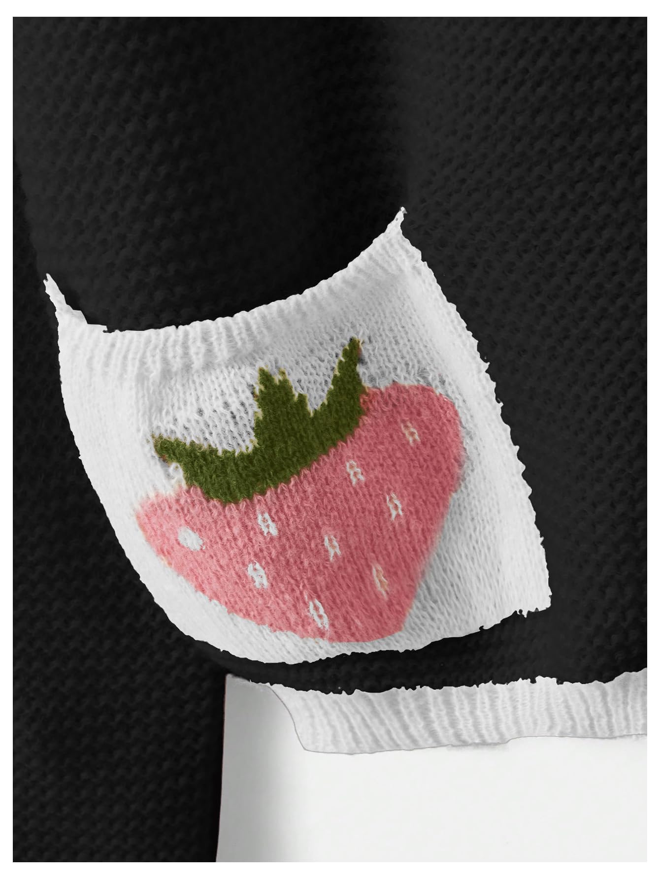 Women's Strawberry Pattern Open Front Bishop Sleeve Casual Cardigan