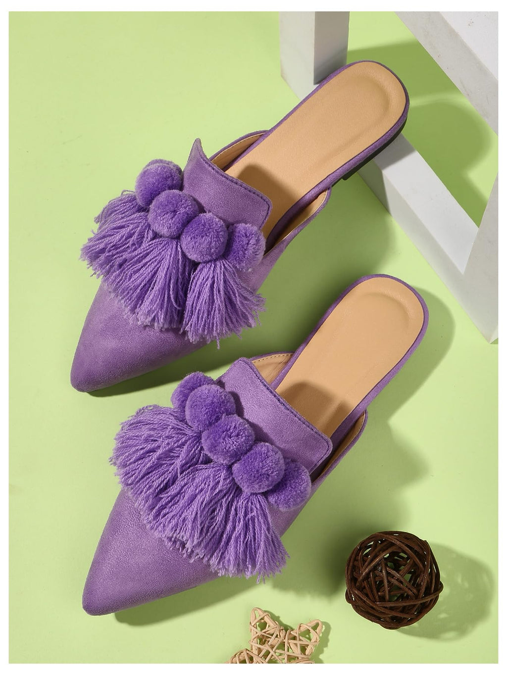 Women's Dress Shoes Slip On Flats Comfortable Pointed Toe Mules Dressy Casual Loafers Shoes