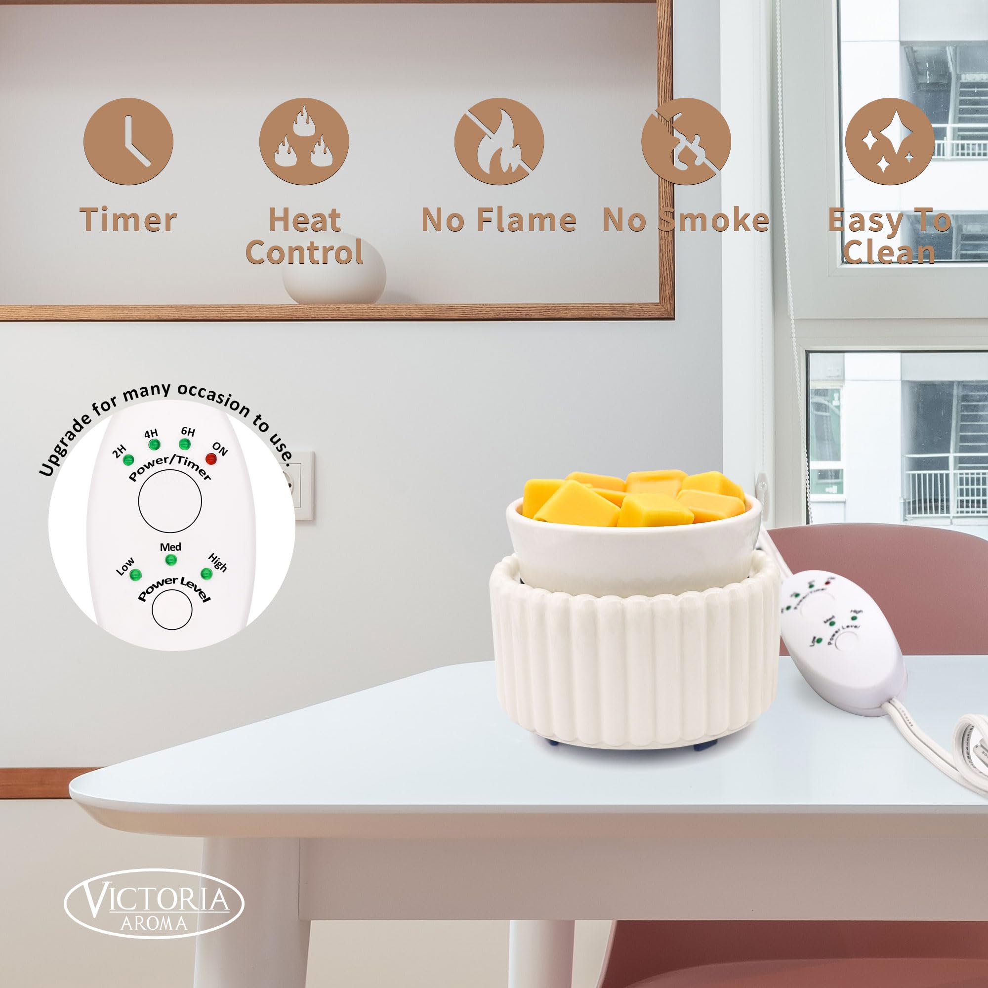 Ceramic Wax Melter 3-in-1 Candle Warmer for Scented Wax - Electric Fragrance Burner