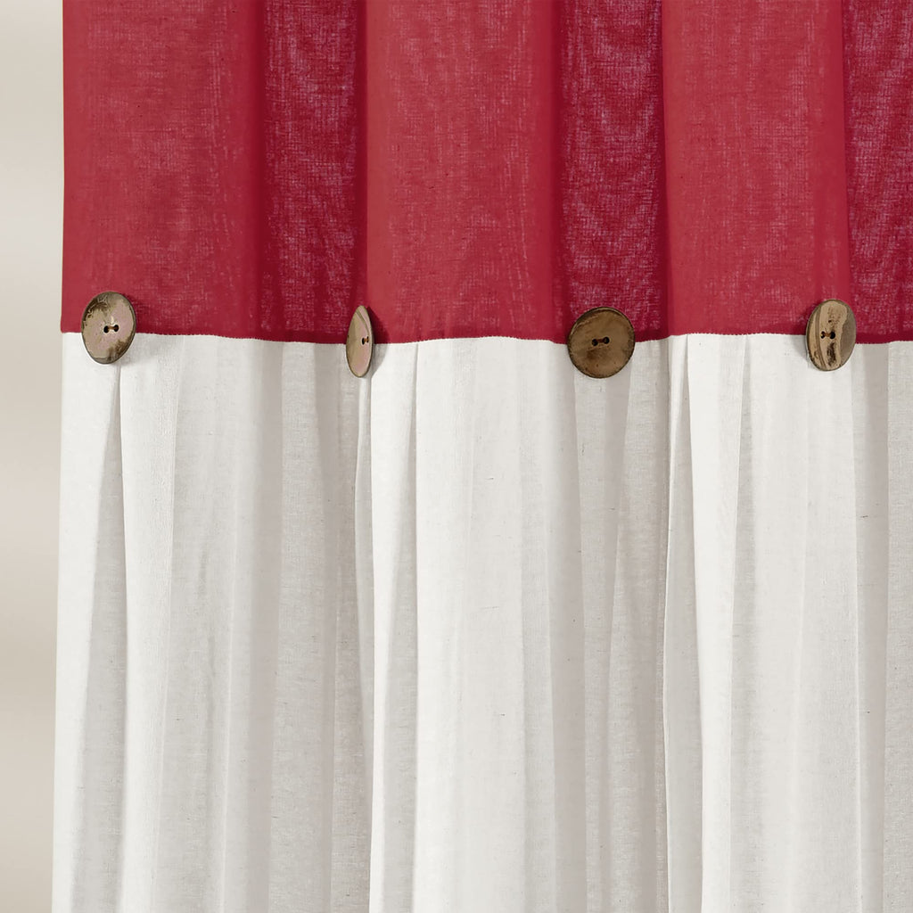 Lush Decor Linen Button Shower Curtain, 72" W x 72" L, Fabric Shower Curtains