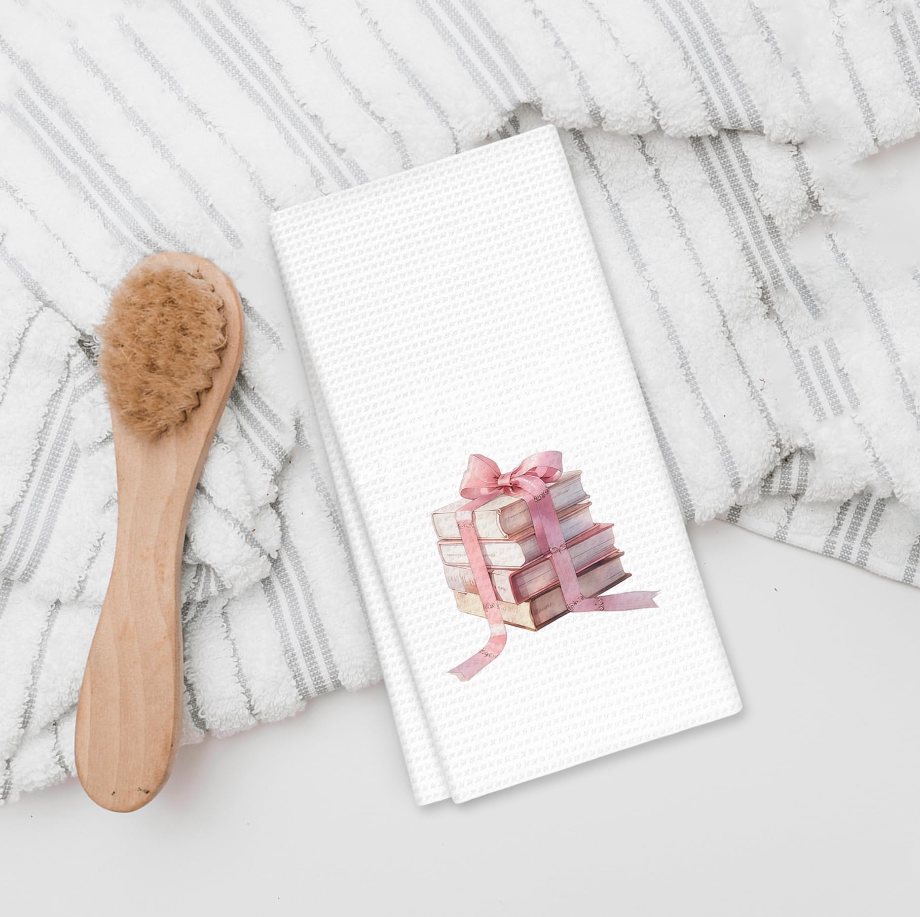 Girly Pink Bow Coquette Preppy Towel, 16x24 Inch