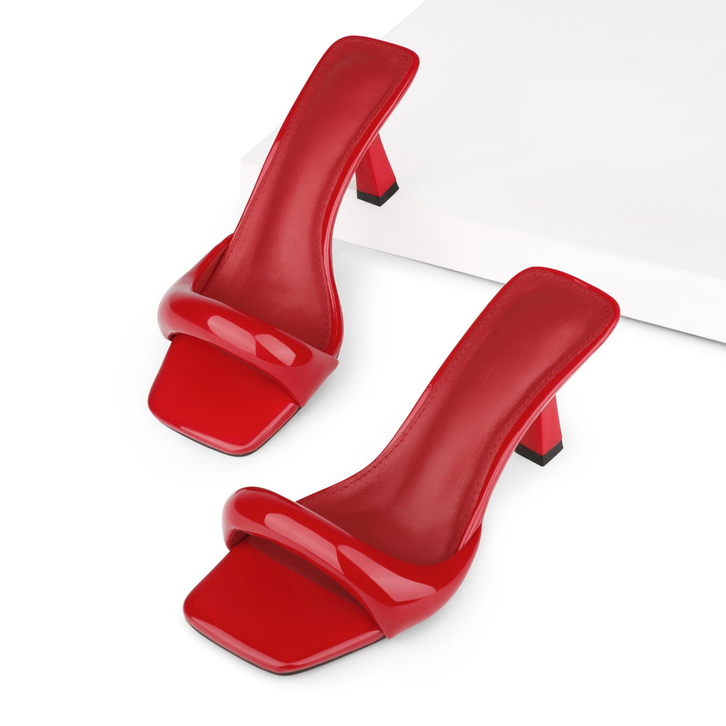 Women's Simple Mid-Heel Sandals One-Band Backless Stiletto Soft-Soled Heels