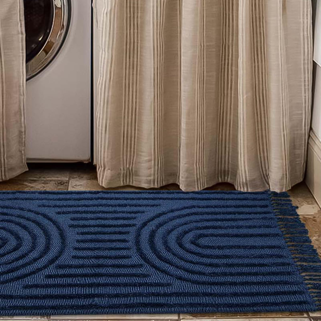 Washable Kitchen Runner Rug - Hand-Woven Bathroom Runner Rug with Tassels, Terracotta Entryway Runner Rug, Tufted Rainbow Bedroom Rug Runner, Hallway Rug for Laundry/Living Room
