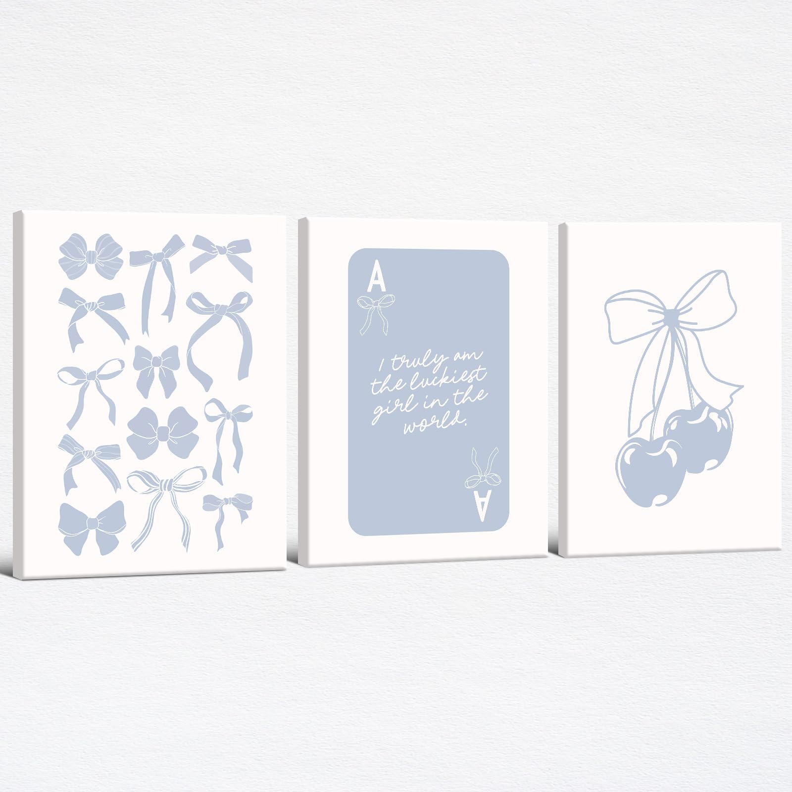 Coquette Bow Aesthetic Poster Preppy Wall Art Set of 3 Trendy Cute Canvas Prints