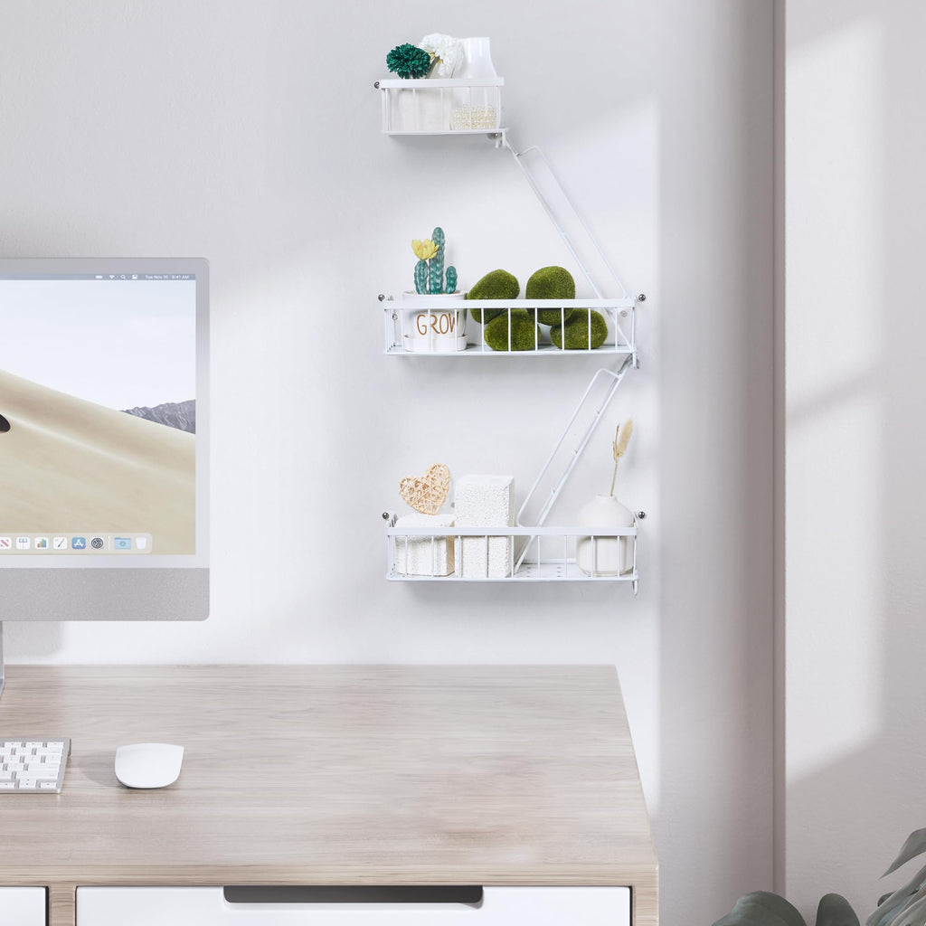 Fire Escape Shelf - Wall Decor Floating Shelves, Cute Metal Ladder Shelving for Bedroom, Home Decor Display (3-Tier)