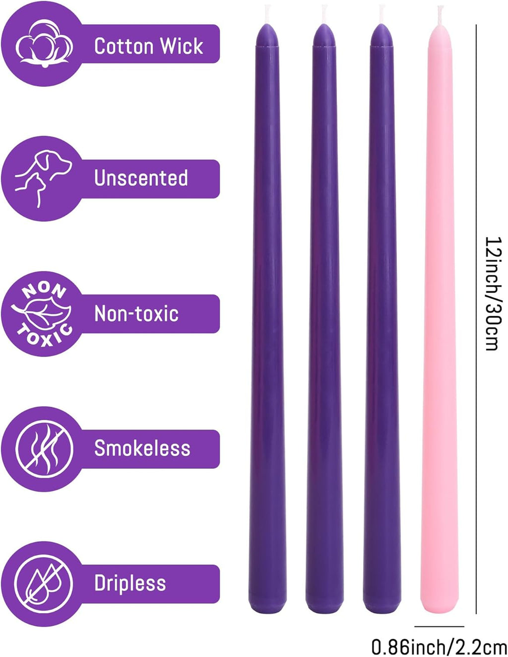 Taper Candles Unscented Smokeless Long Tall Tapered Candle for Candlesticks SticksHome Decor Dinner