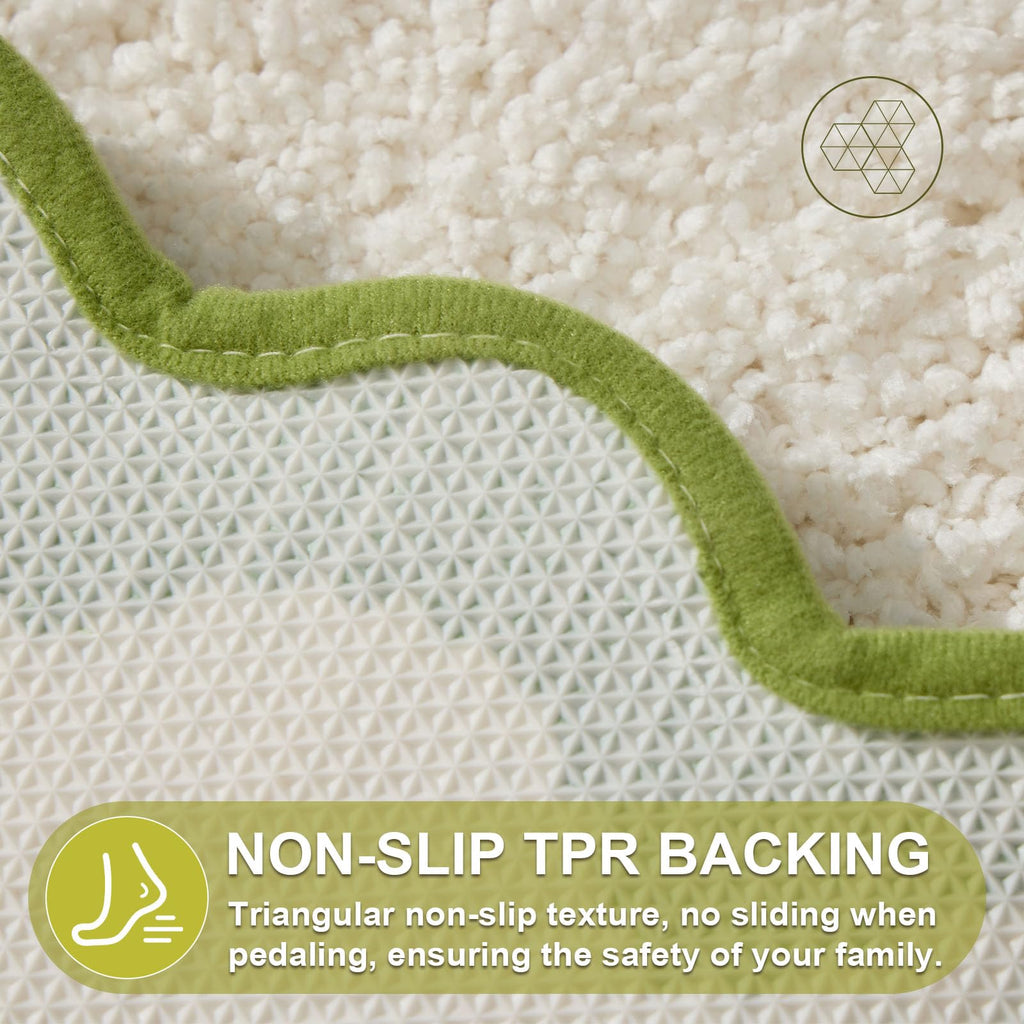 Cute Scalloped Bath Mat, Fun Plush Microfiber Scallop Bathroom Rugs Non Slip Washable Quick Dry Absorbent