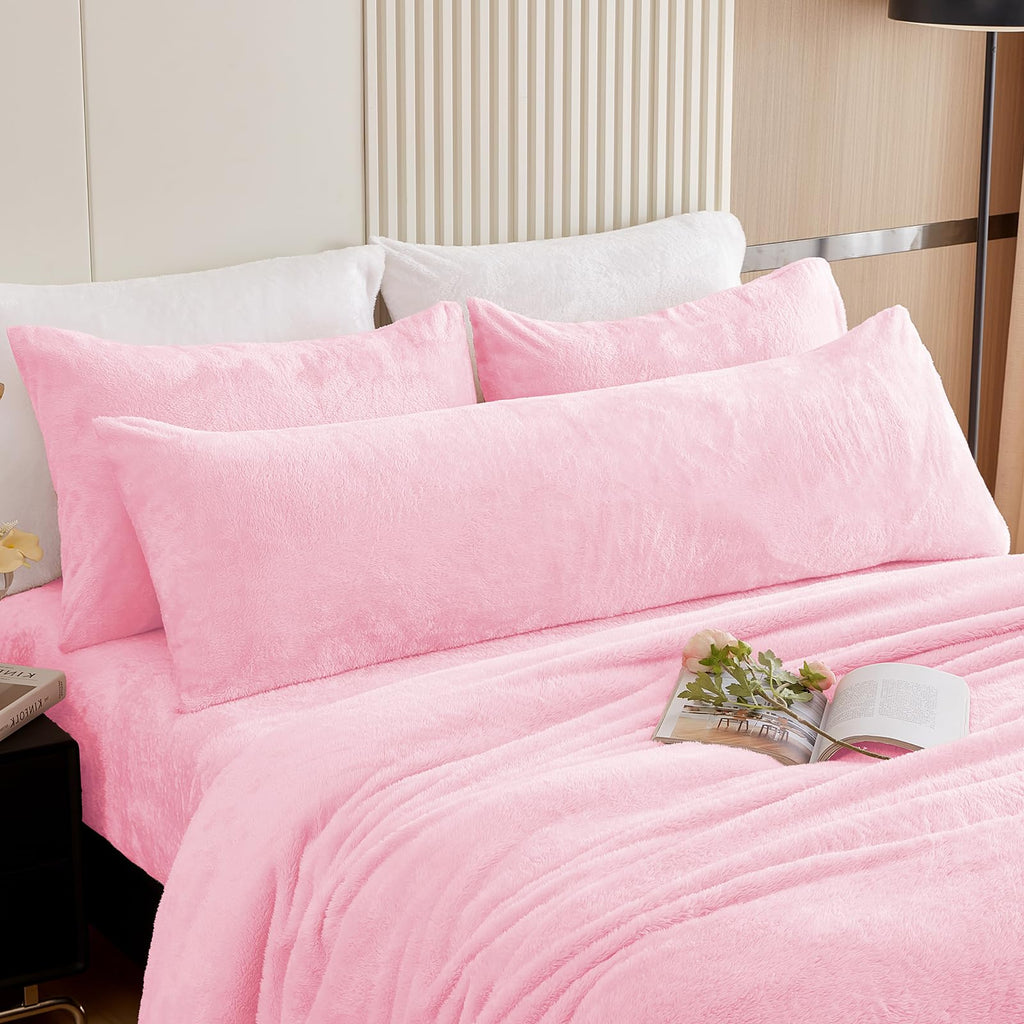 Faux Fur Pillow Cases Set of 2, Luxury Ultra Soft Fuzzy Pillowcases, Fluffy Plush Velvet Pillow Covers with Zipper, Cozy Warmth and No Shedding