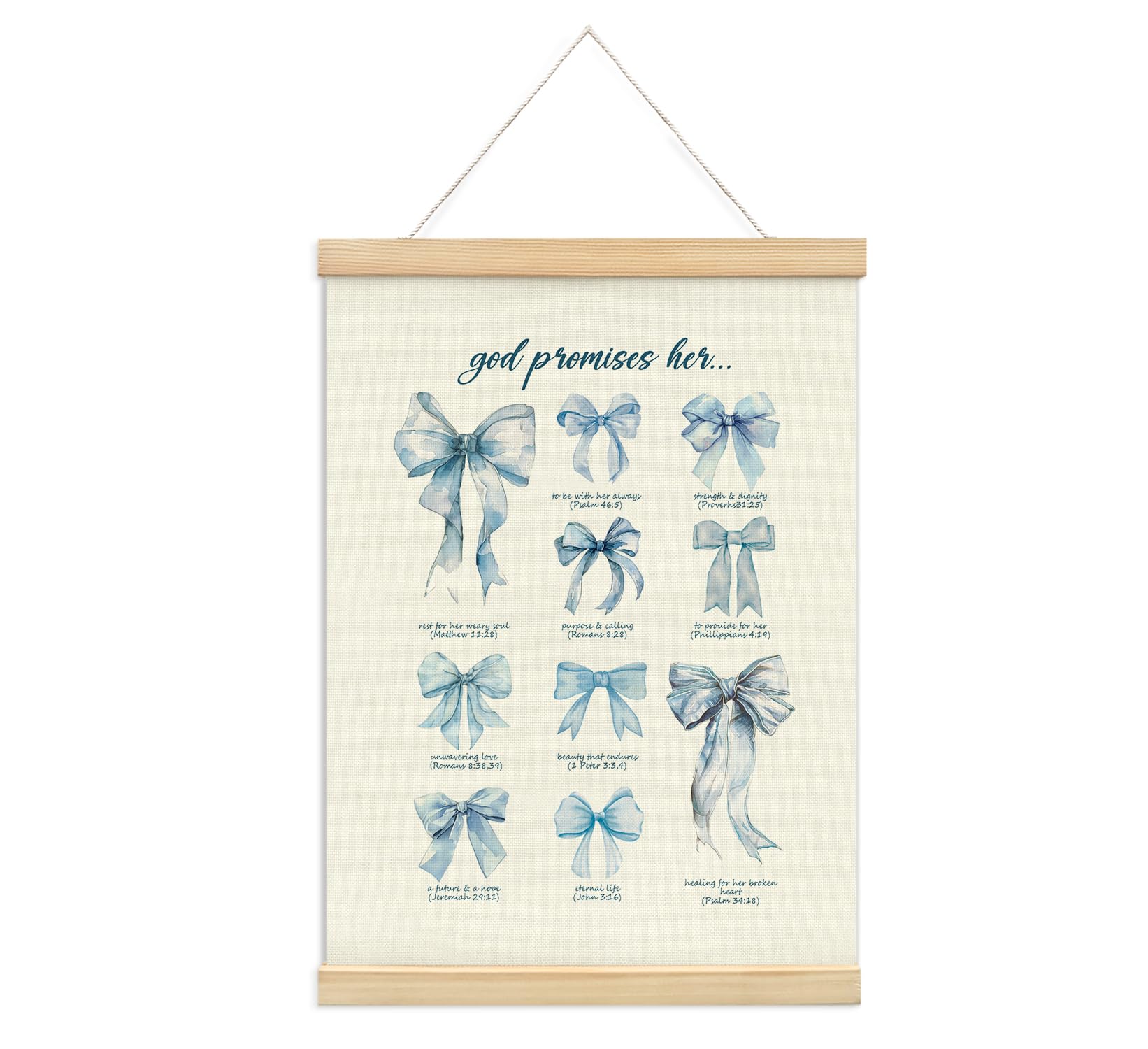 Trendy Bows Pink Coquette Scripture Wall Art Poster Hanger Frame, Christian Bible Verses Posters Wall Art Decor