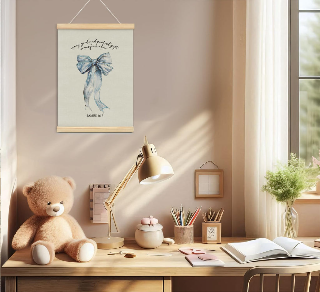 Trendy Bows Pink Coquette Scripture Wall Art Poster Hanger Frame, Christian Bible Verses Posters Wall Art Decor