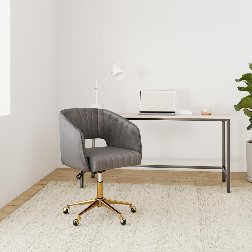 Vanity Velvet Chair, Upholstered Chairs with Adjustable Swivel Wheels